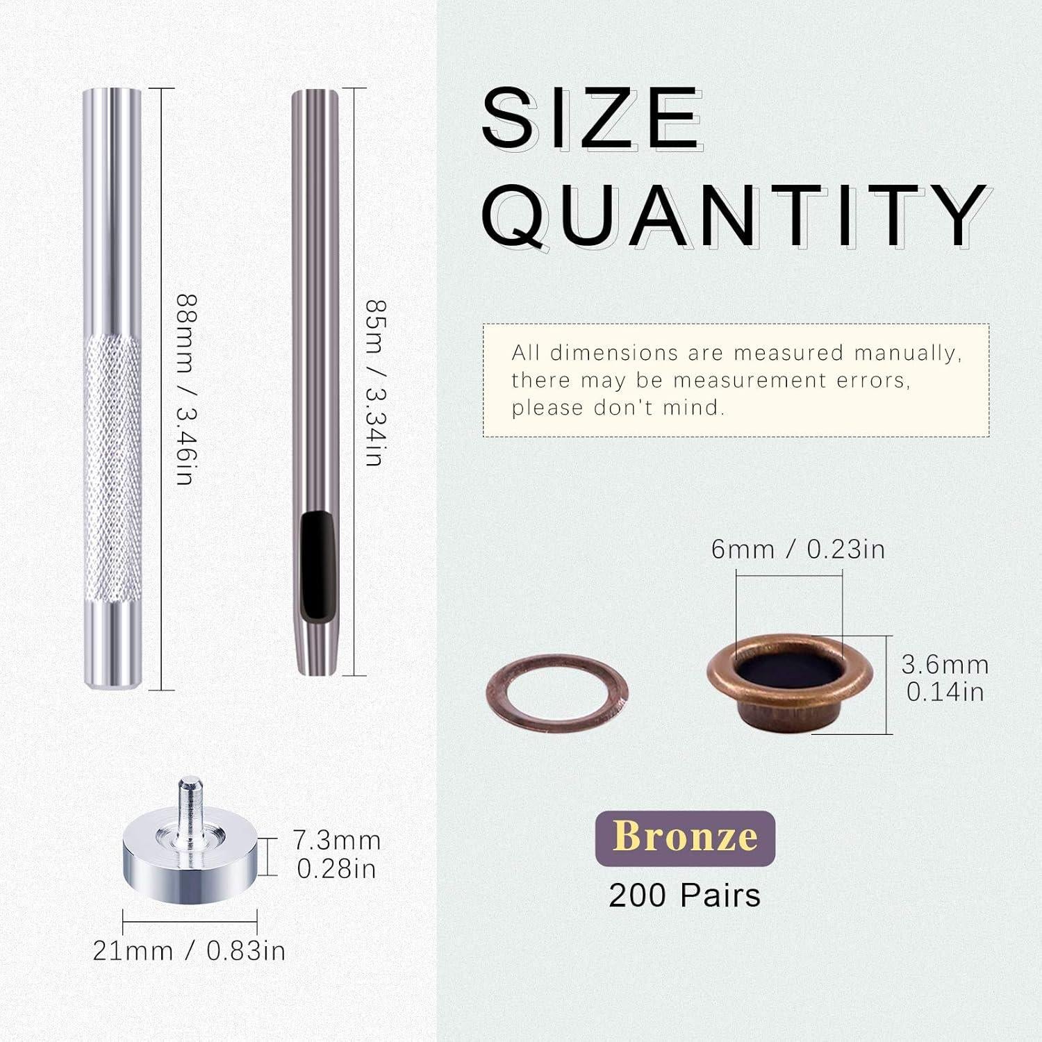 Kit de Ojetes de Bronce Swpeet 206 Sets 6mm con Herramientas