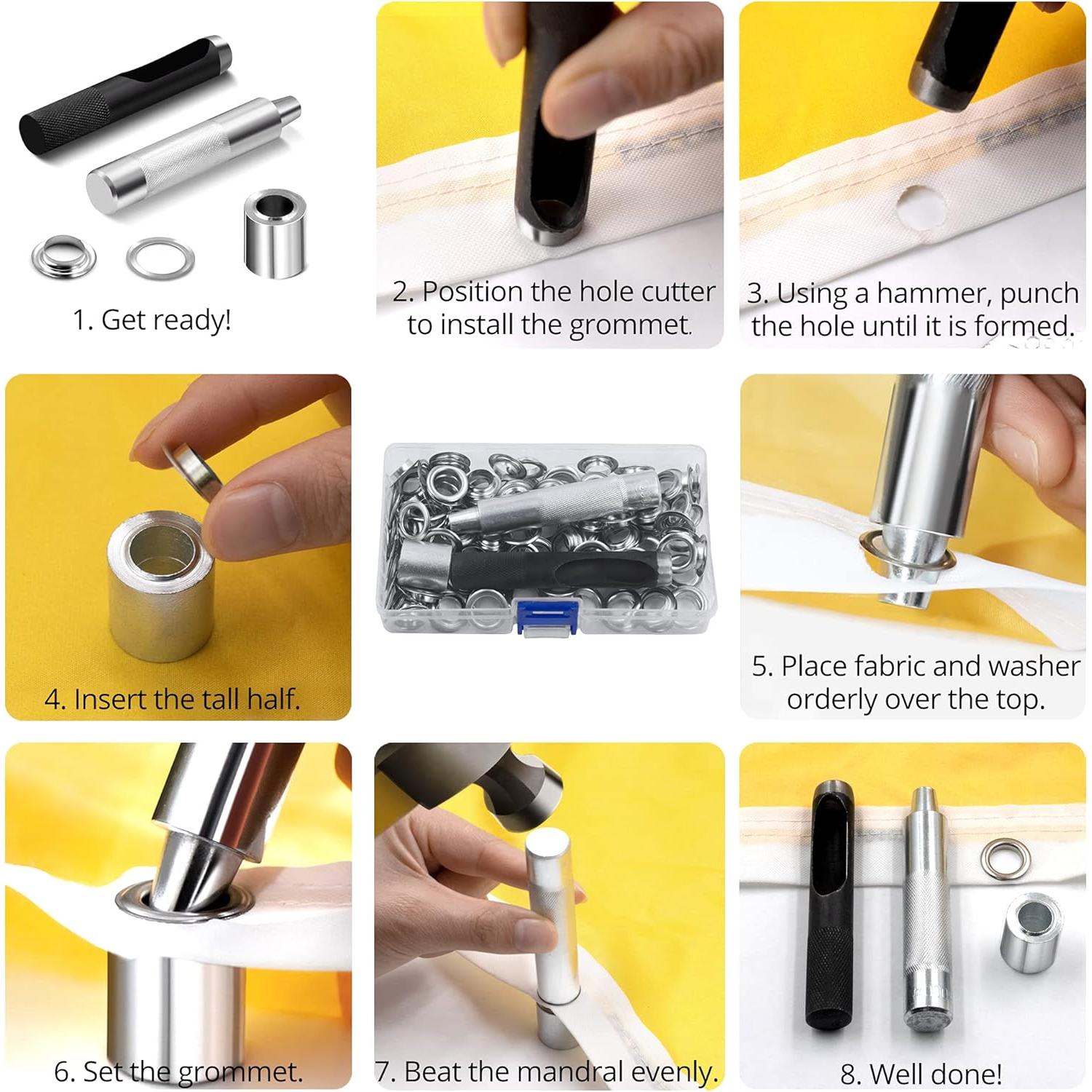 Kit de Herramientas para Ojetes Anley - 100 Juegos Plateados