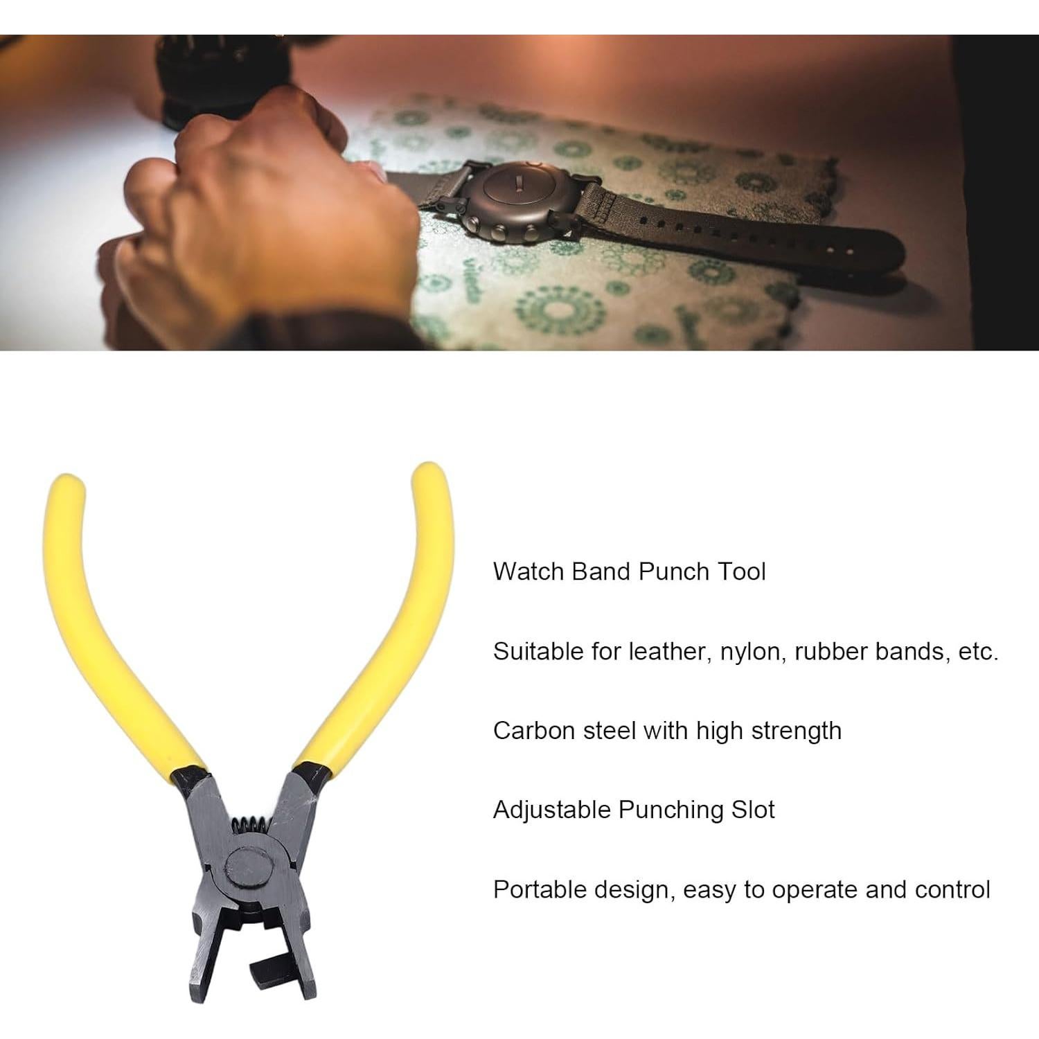 Perforador de Correas de Reloj Fafeicy, Acero al Carbono, 4mm