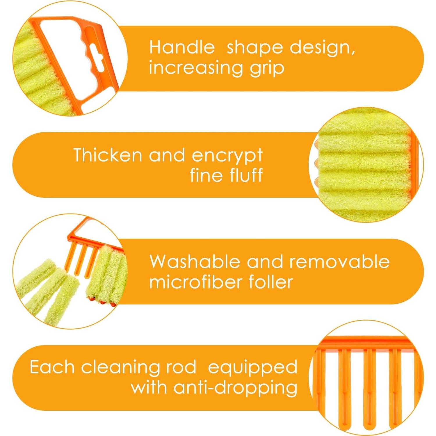 Limpiador de Persianas Geiserailie 2 Pcs Mango Naranja Lavable