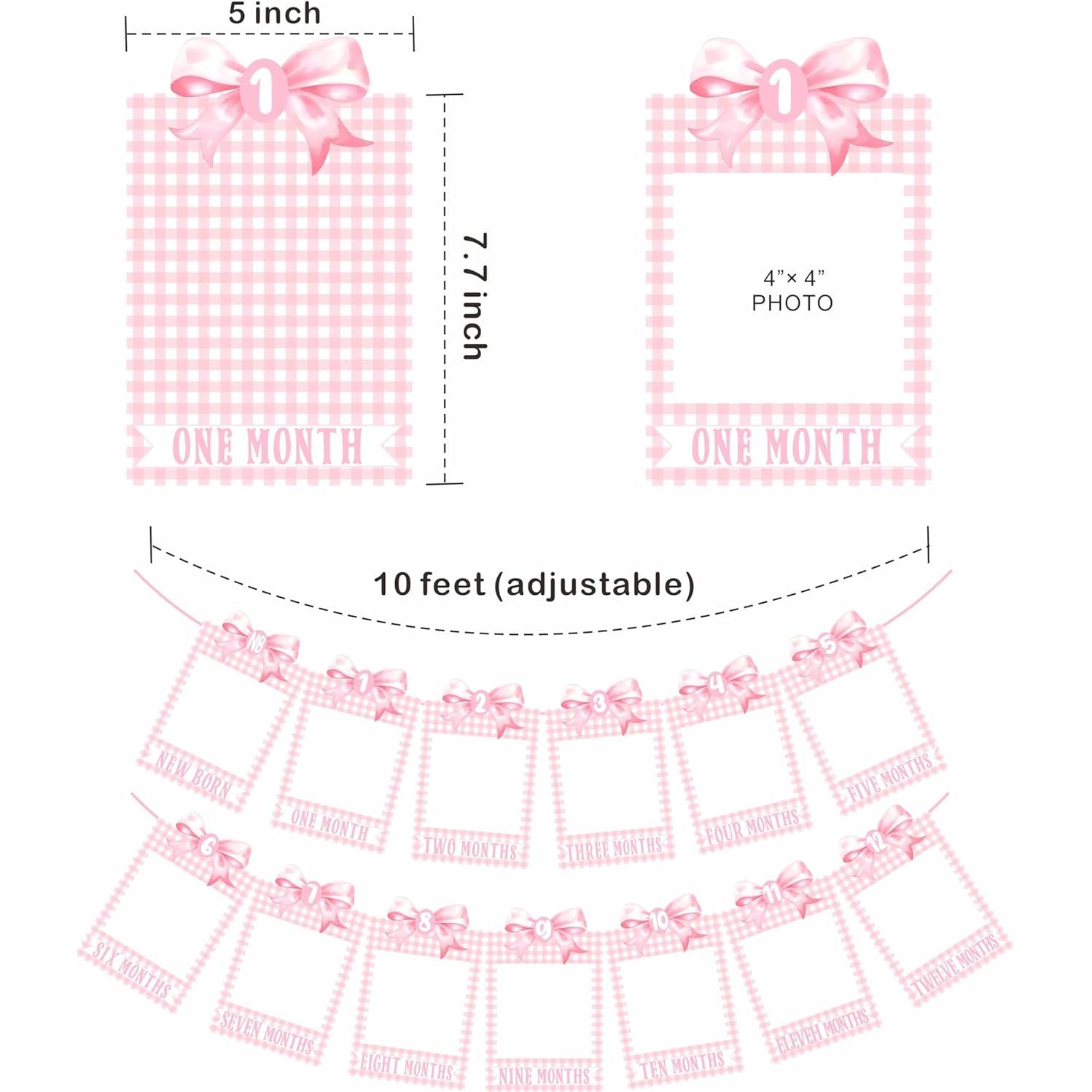 Banner de Fotos Rosa ZTZTST para Primer Cumpleaños Niña