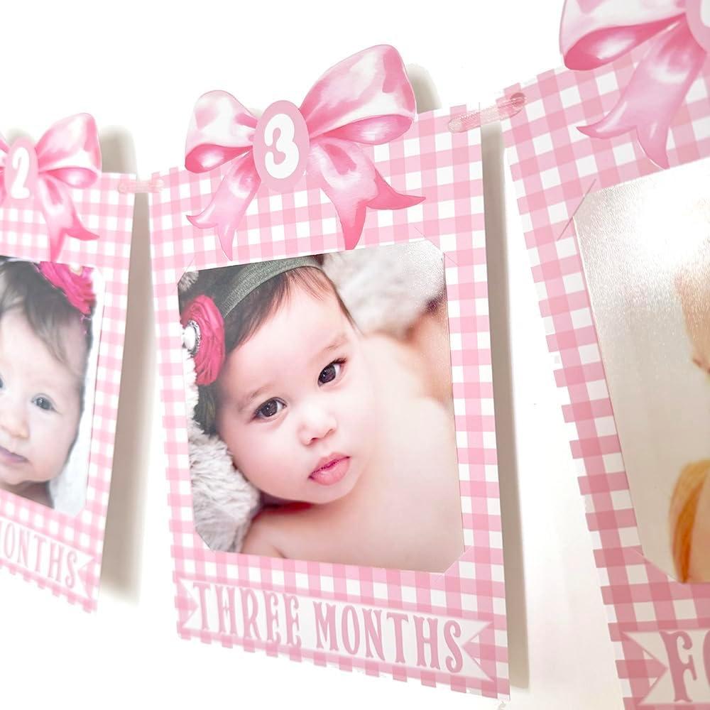 Banner de Fotos Rosa ZTZTST para Primer Cumpleaños Niña