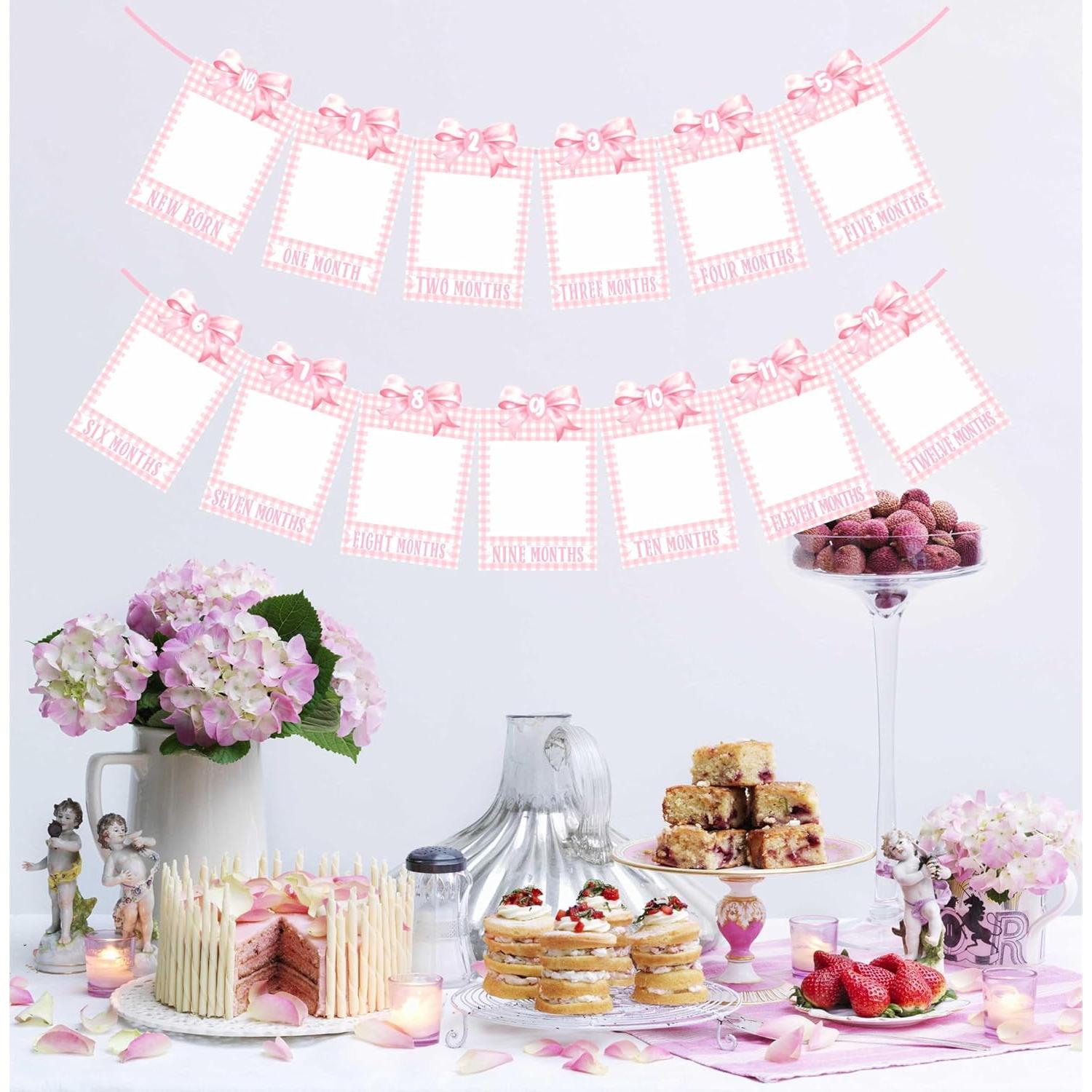 Banner de Fotos Rosa ZTZTST para Primer Cumpleaños Niña