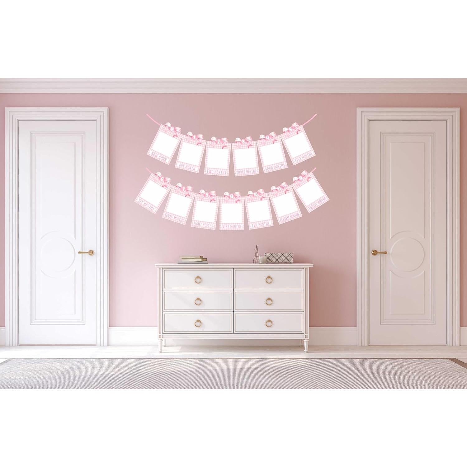 Banner de Fotos Rosa ZTZTST para Primer Cumpleaños Niña