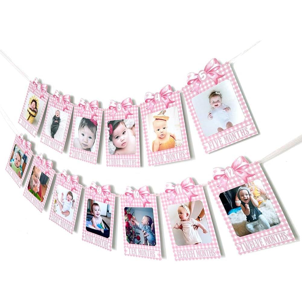 Banner de Fotos Rosa ZTZTST para Primer Cumpleaños Niña