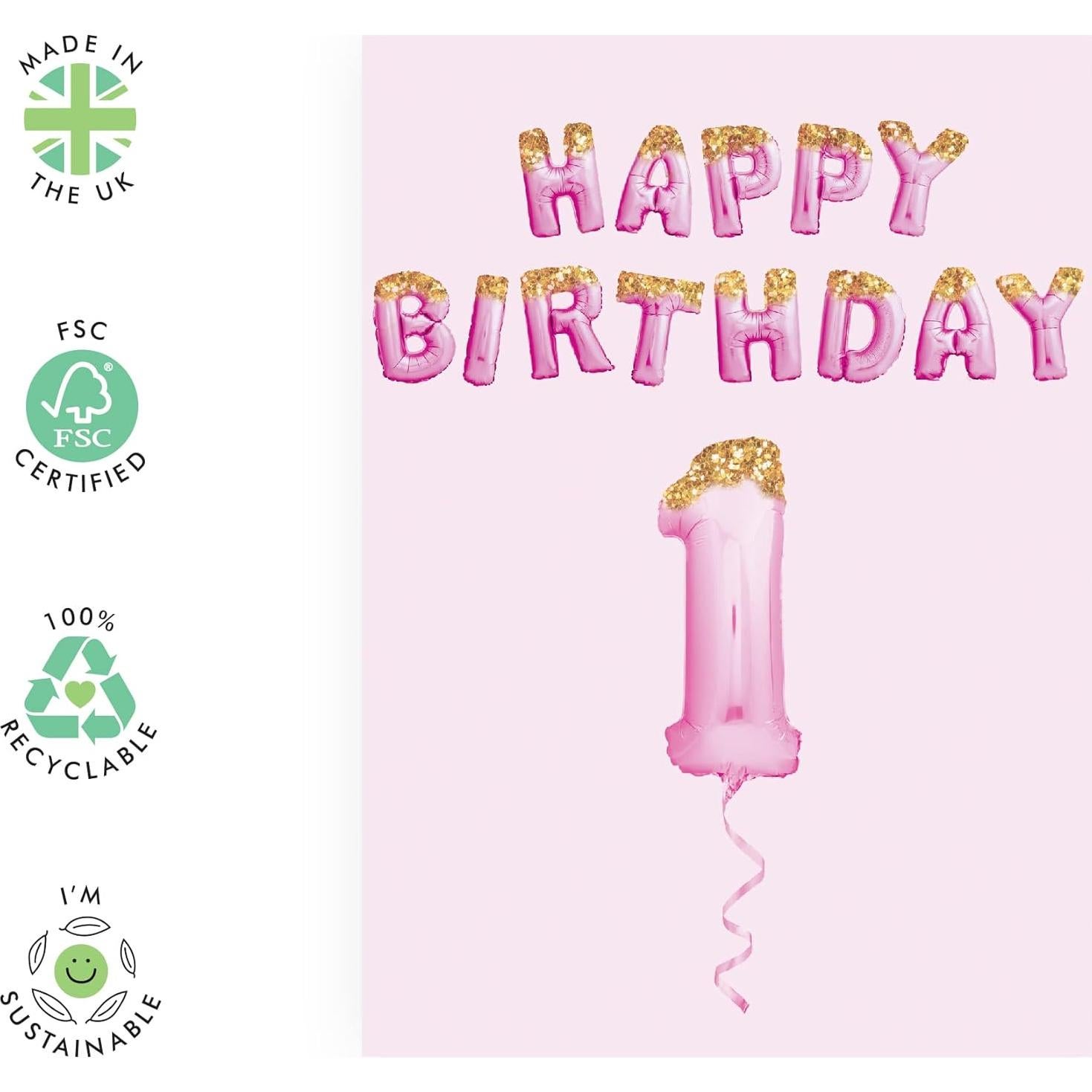 Tarjeta de Cumpleaños 1 Año Central 23 con Calcomanías