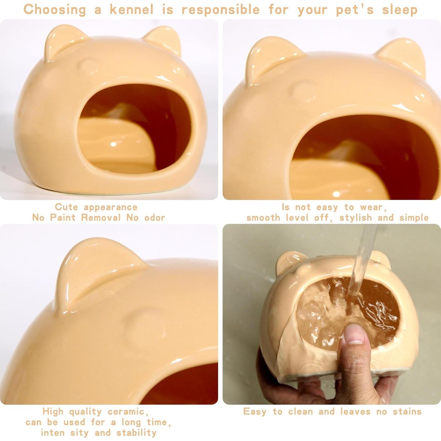 Escondite de Hámster Cerámica Bifang Casa Oso Naranja 11.4x8.9cm