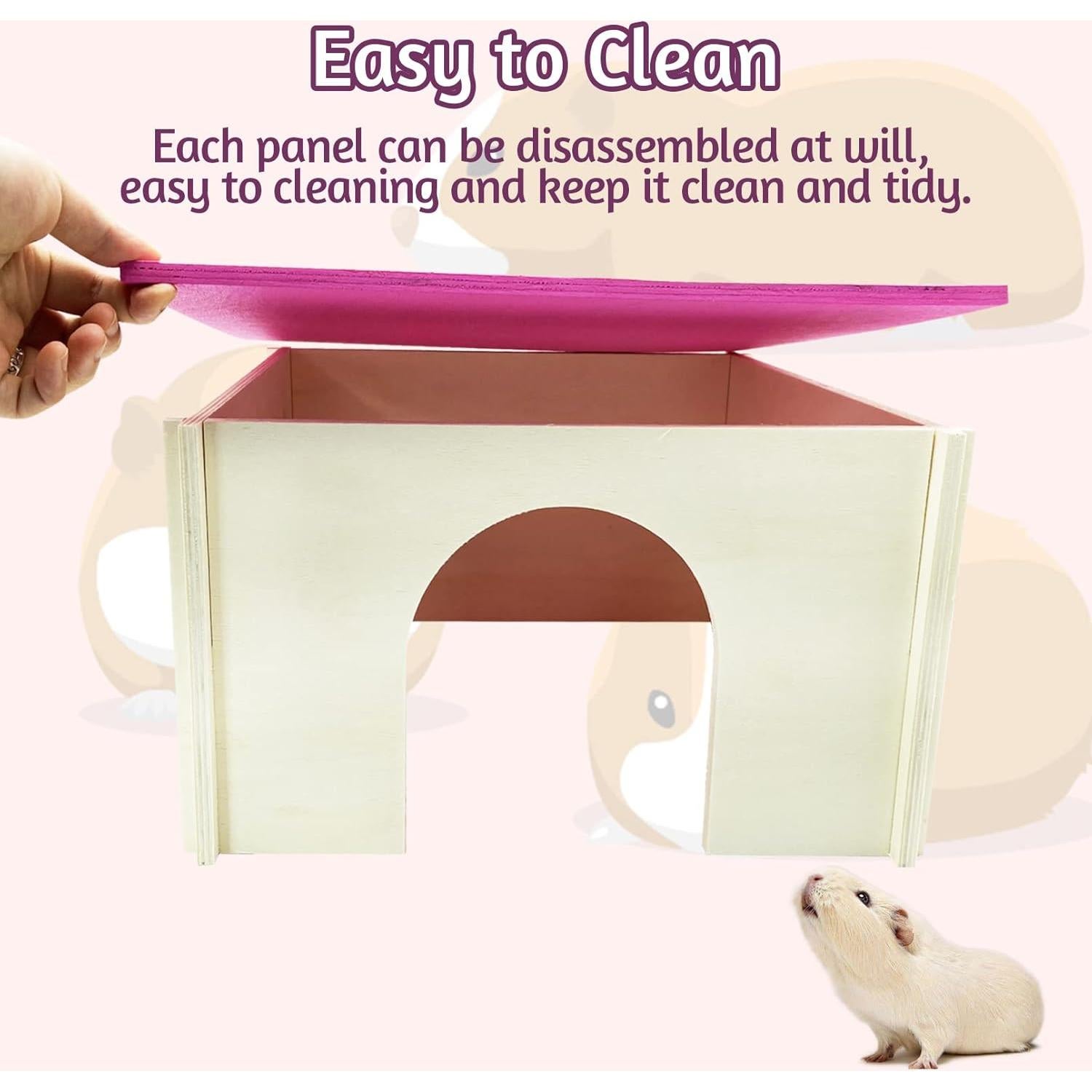 Casa de Madera para Cobayas Fhiny 33x30x19cm Refugio Desmontable