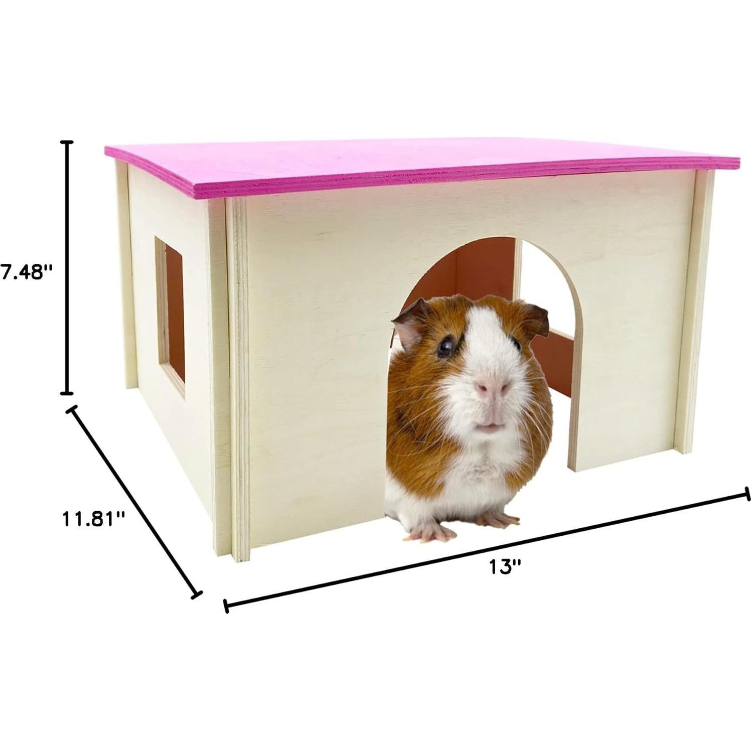 Casa de Madera para Cobayas Fhiny 33x30x19cm Refugio Desmontable