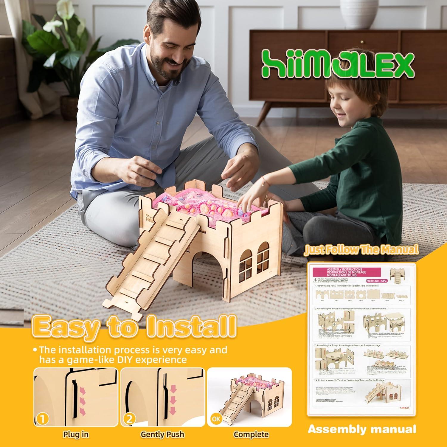 Castillo de Madera HIIMALEX para Conejos 20x15 cm Resistente