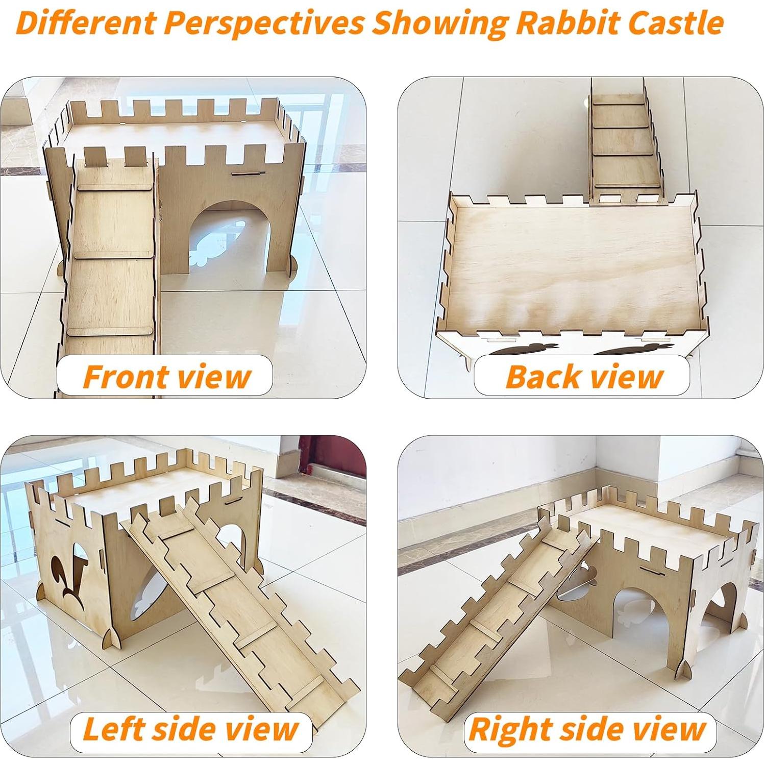 Castillo de Madera Extra Grande Hamiledyi para Hámsteres y Conejos