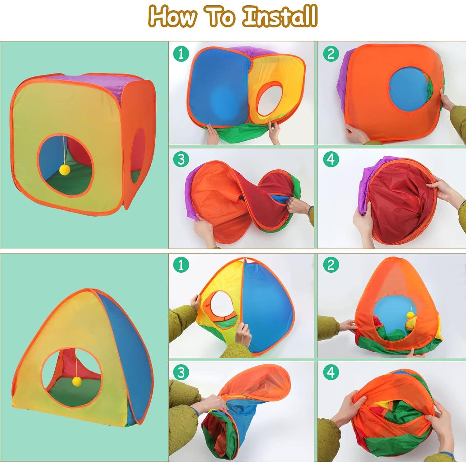 Túnel y Cubo Colapsable para Conejos YUEPET 198x50cm Arcoíris