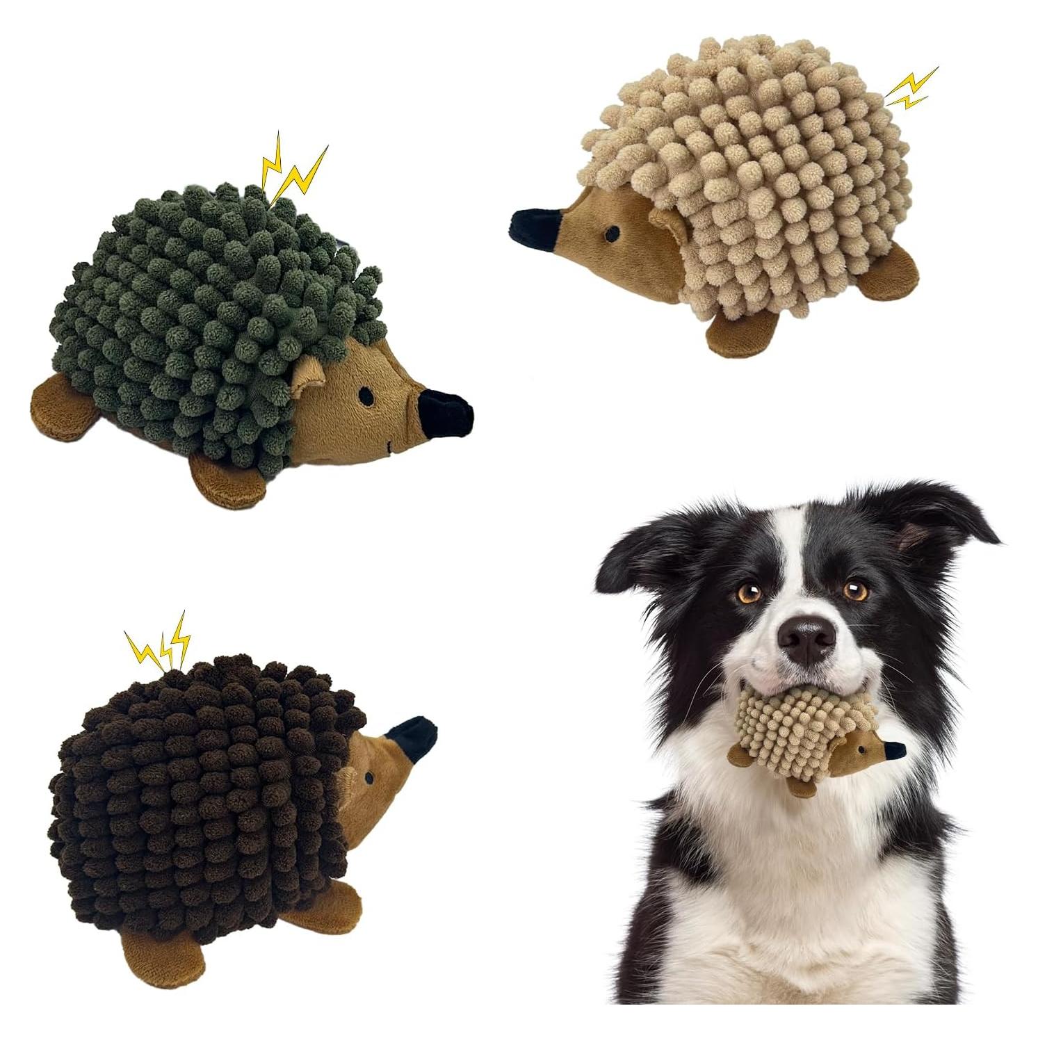 Juguetes de perro erizo de felpa Chongqile 3 PCS chirriantes