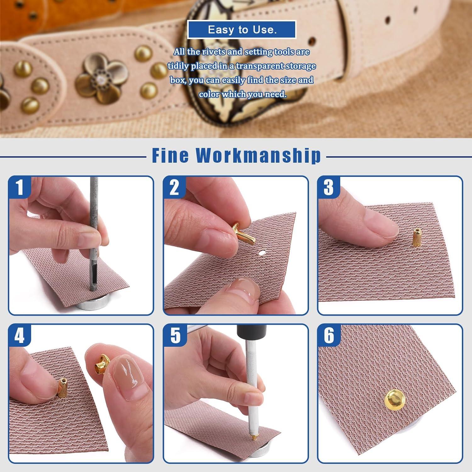 Kit de Remaches de Cuero Glarks 360 Piezas con Herramientas