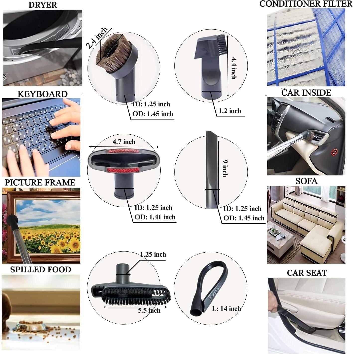 Kit de Accesorios de Aspiradora VACEXT 6 Piezas 1-1/4"