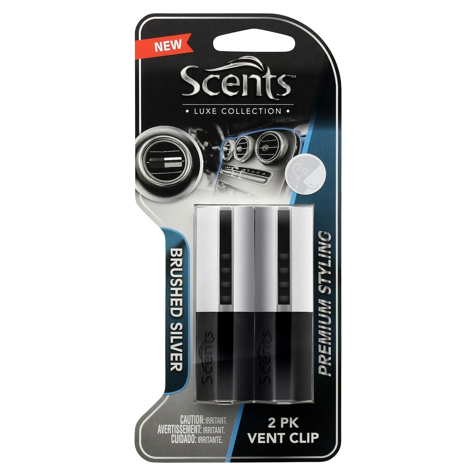 Aromatizante de Aire para Automóvil Luxe Scents - 2 Clips Plata Cepillada