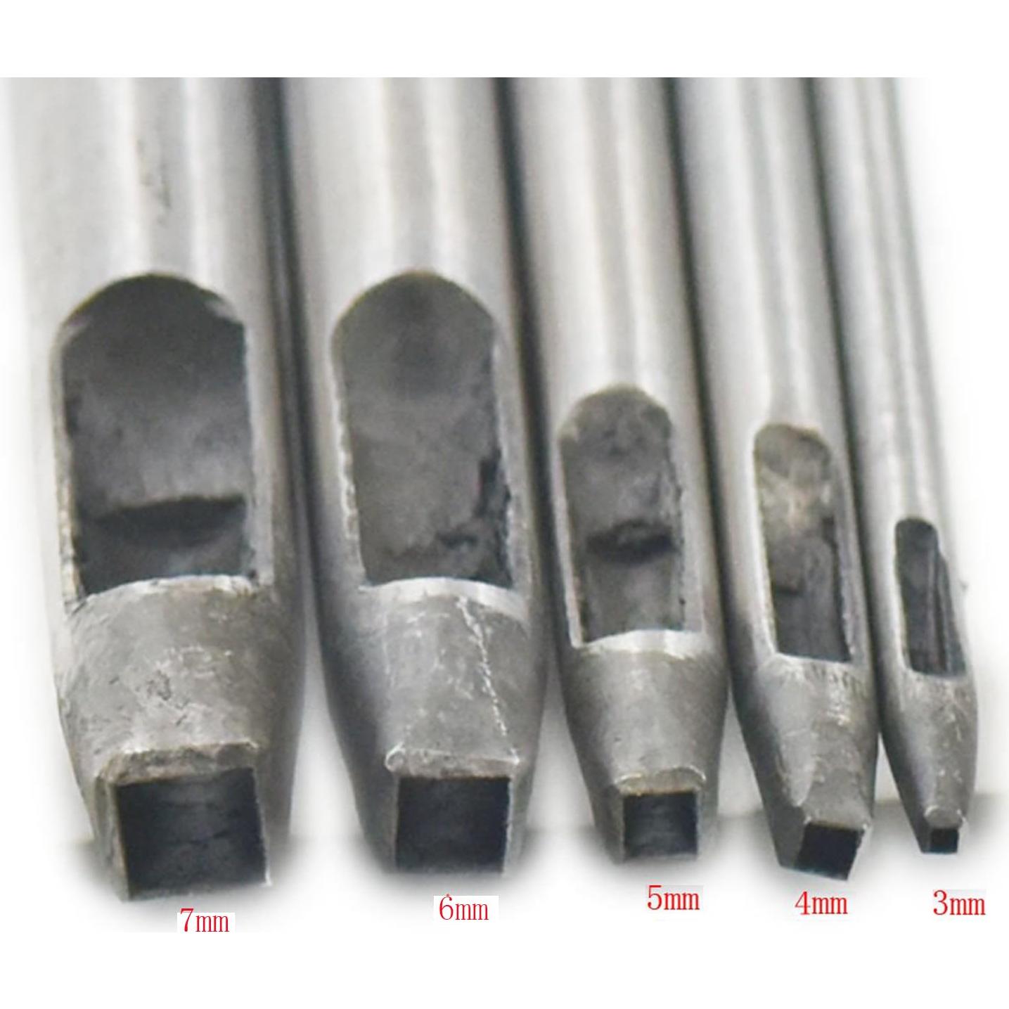 Juego de 5 Cortadores Cuadrados de Acero 3-7mm para Cuero