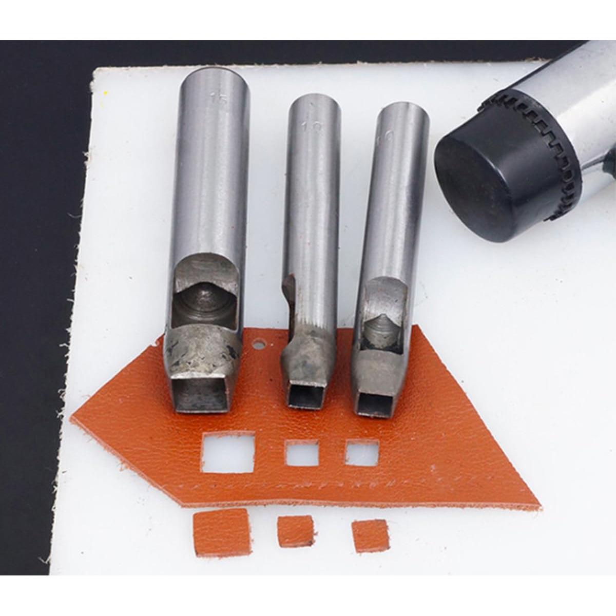 Juego de 5 Cortadores Cuadrados de Acero 3-7mm para Cuero