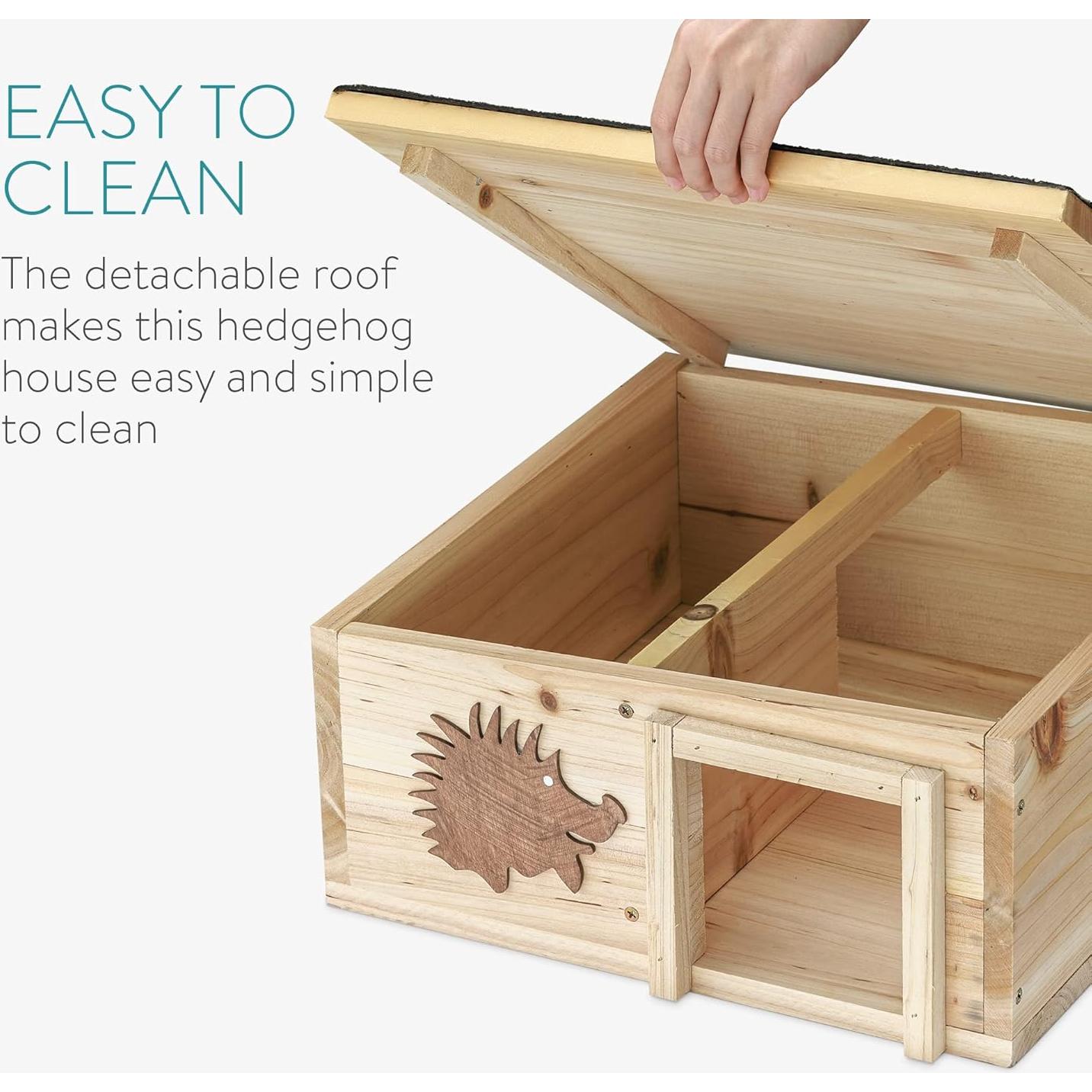 Casa de Erizo de Madera Navaris - Refugio 40x40cm para Mascotas