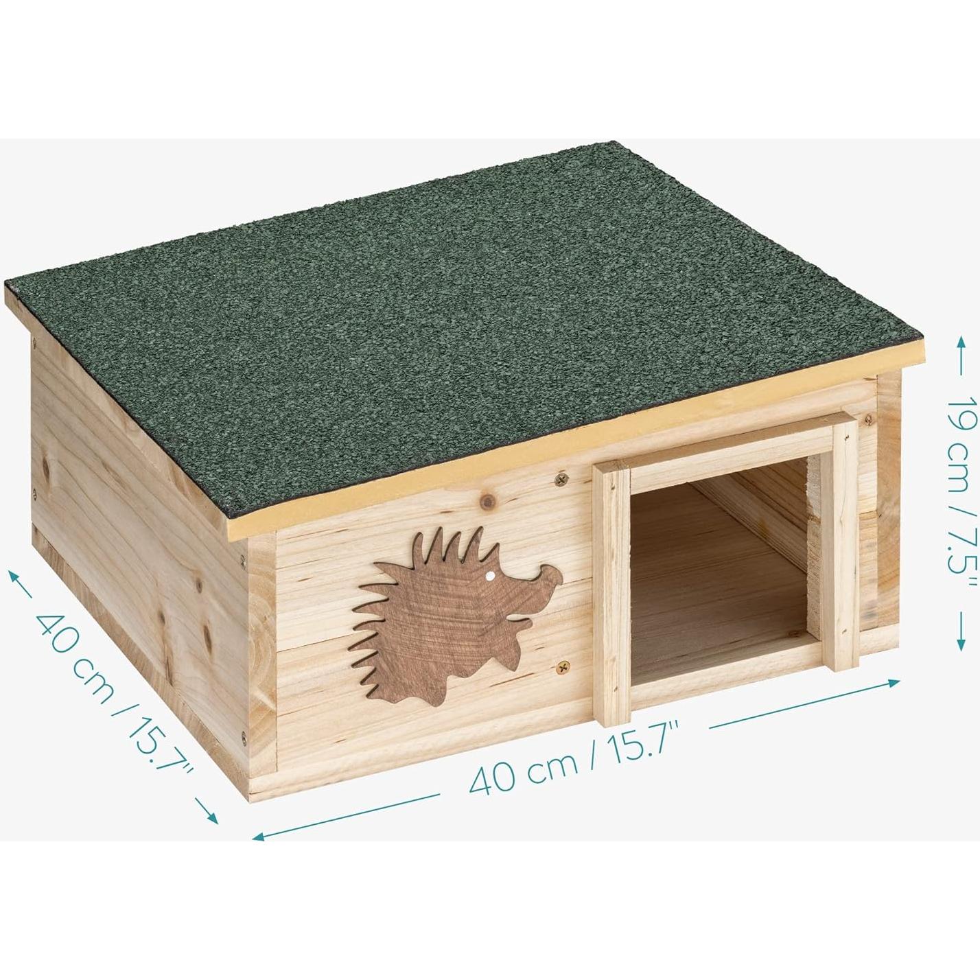 Casa de Erizo de Madera Navaris - Refugio 40x40cm para Mascotas