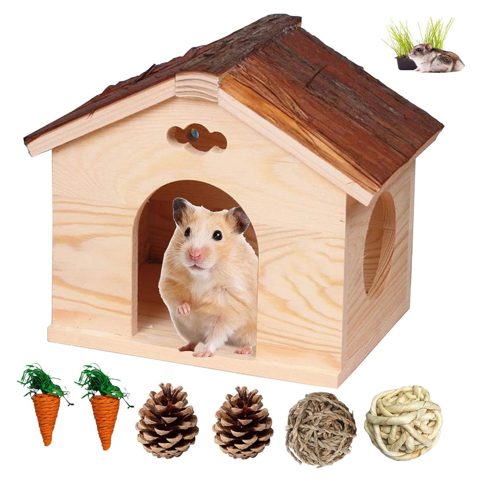 Casa de Madera Hamiledyi para Hámsters y Roedores 20x15x19 cm