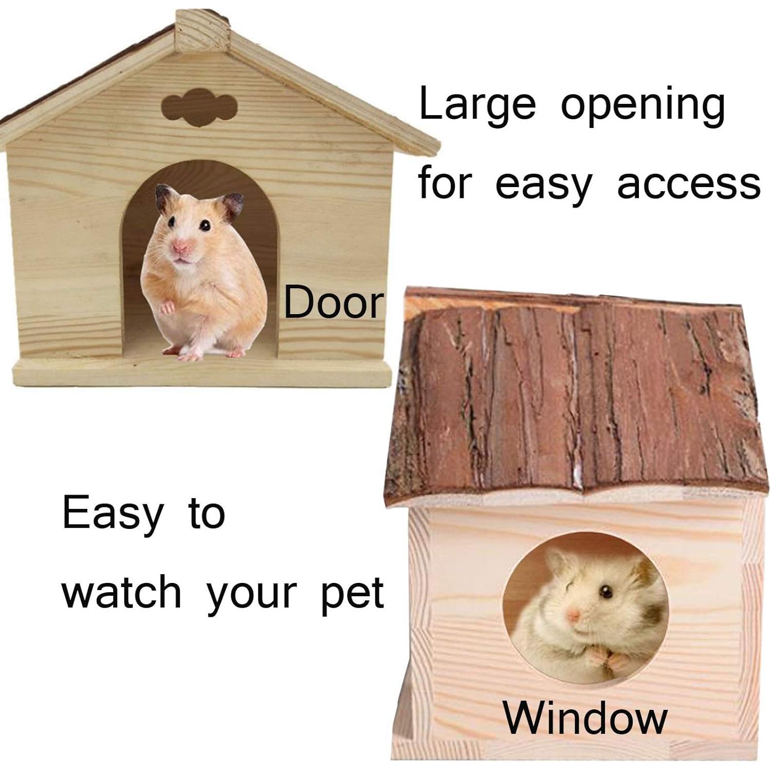 Casa de Madera Hamiledyi para Hámsters y Roedores 20x15x19 cm