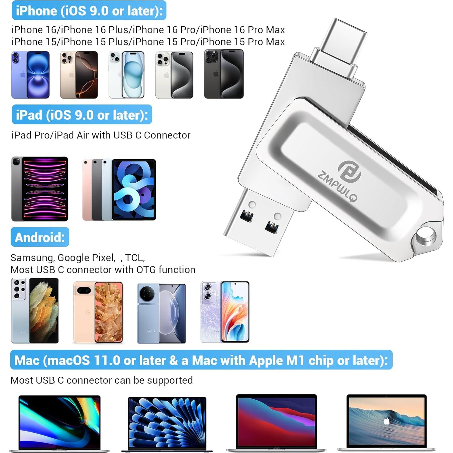 Photo Stick 512GB PL para iPhone 15 | Almacenamiento USB-C