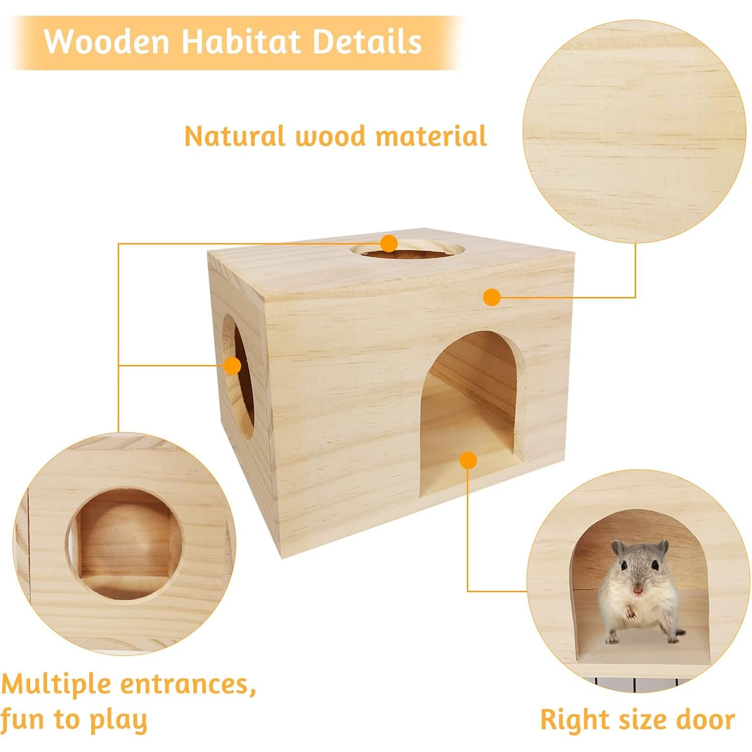 Casa de Madera para Hámster Fhiny con Juguetes de Masticar