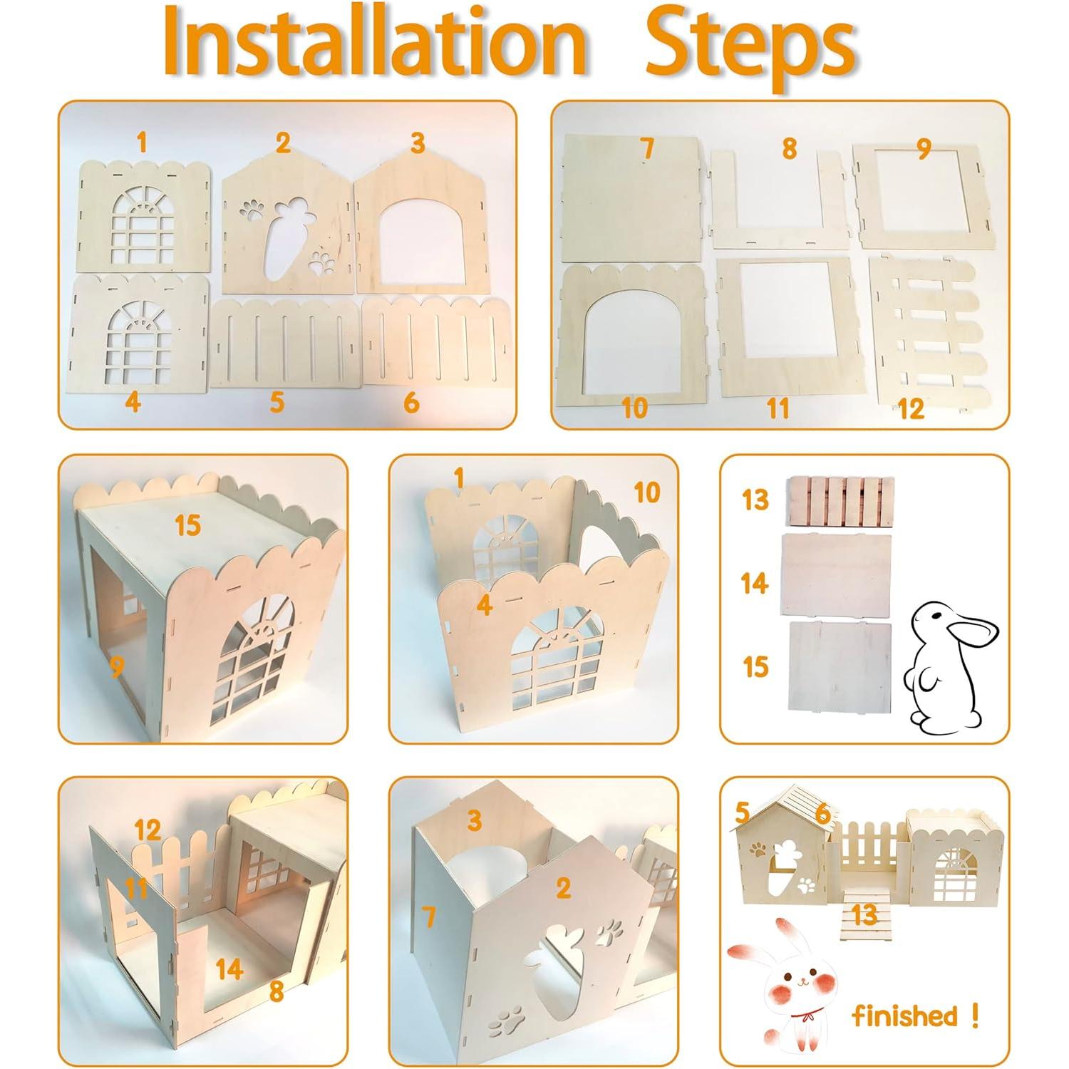 Casa de Madera Grande para Conejos Teabelle 85x36 cm