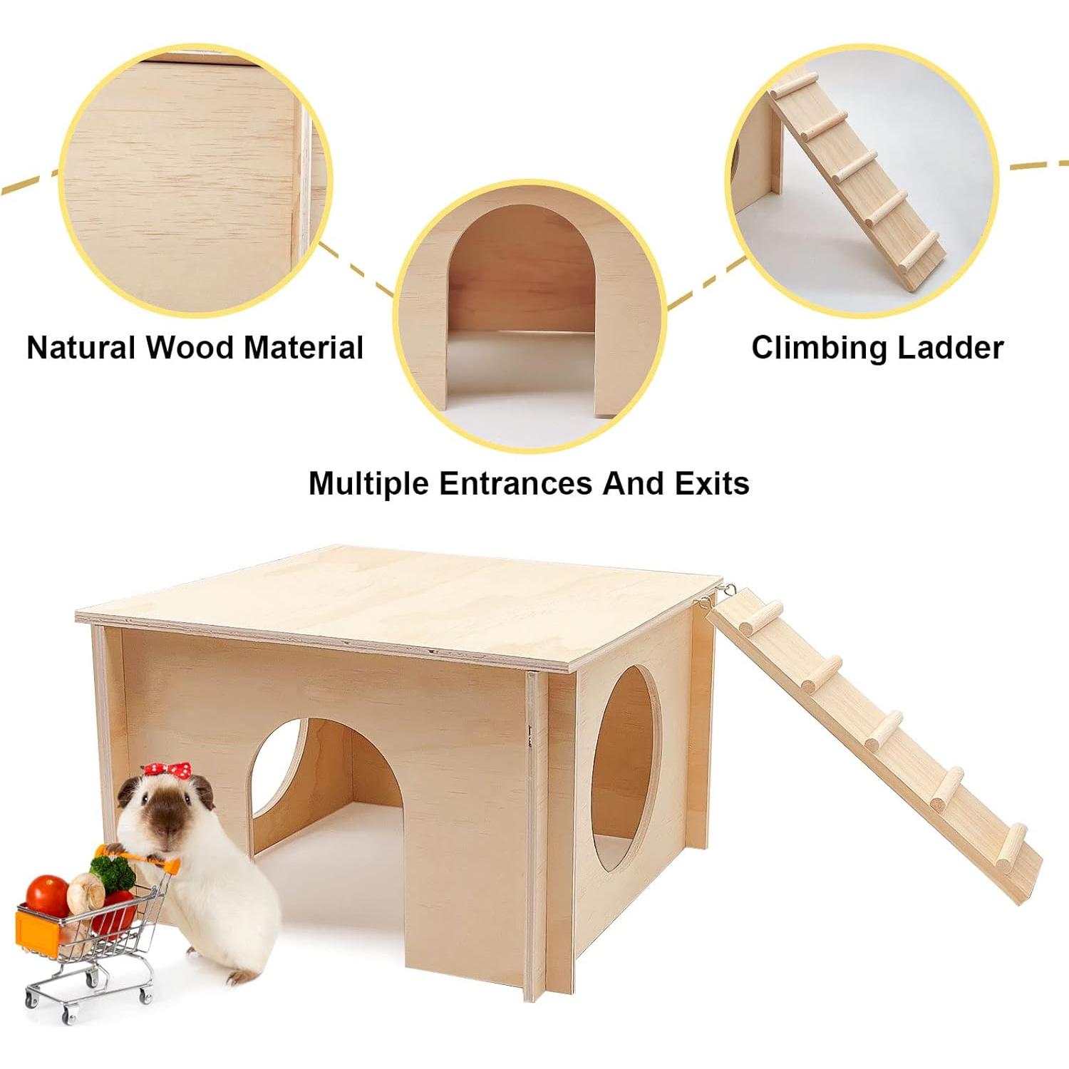 Casa Escondite de Madera Kathson para Cobayas y Hámsters