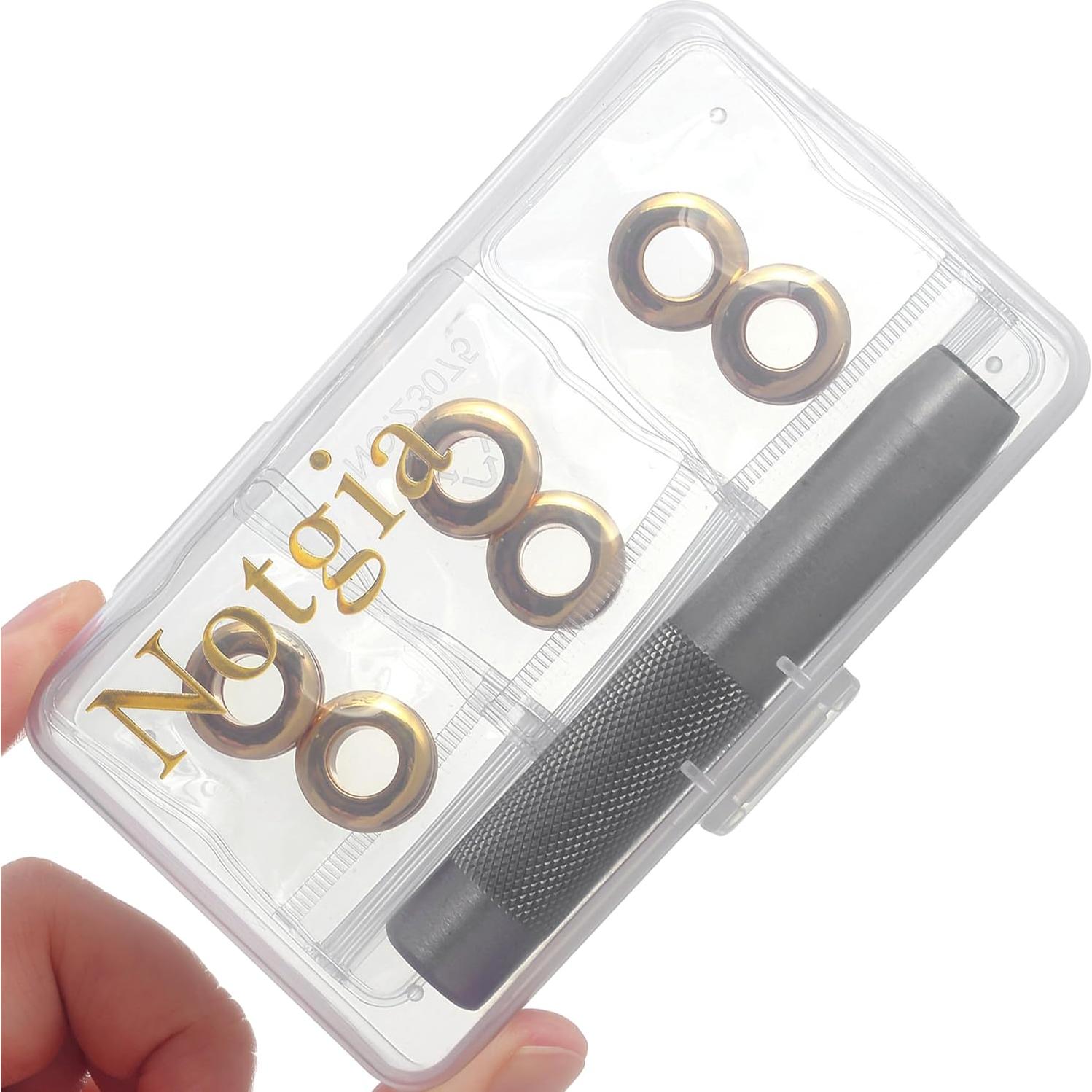 Kit de Ojetes de Latón Notgia 8mm con Herramienta 12mm