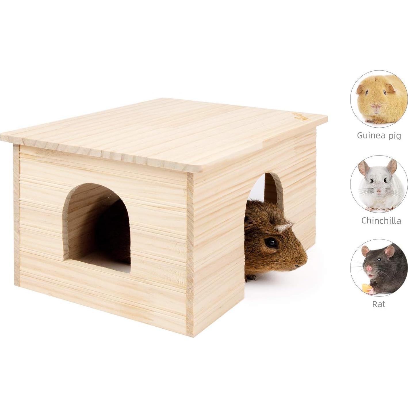 Casa de Madera Niteangel para Cobayas y Chinchillas 29.7x23.6x17.5cm