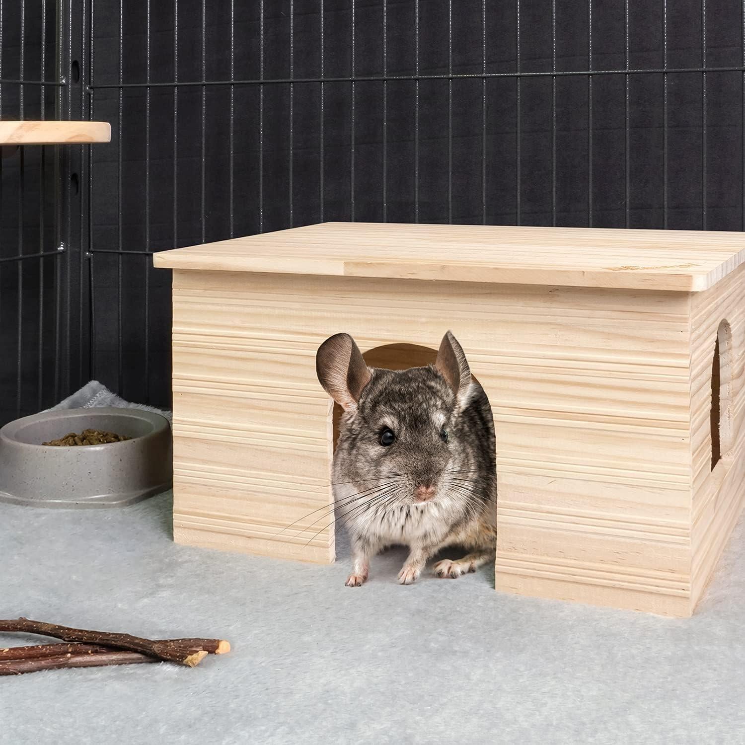 Casa de Madera Niteangel para Cobayas y Chinchillas 29.7x23.6x17.5cm