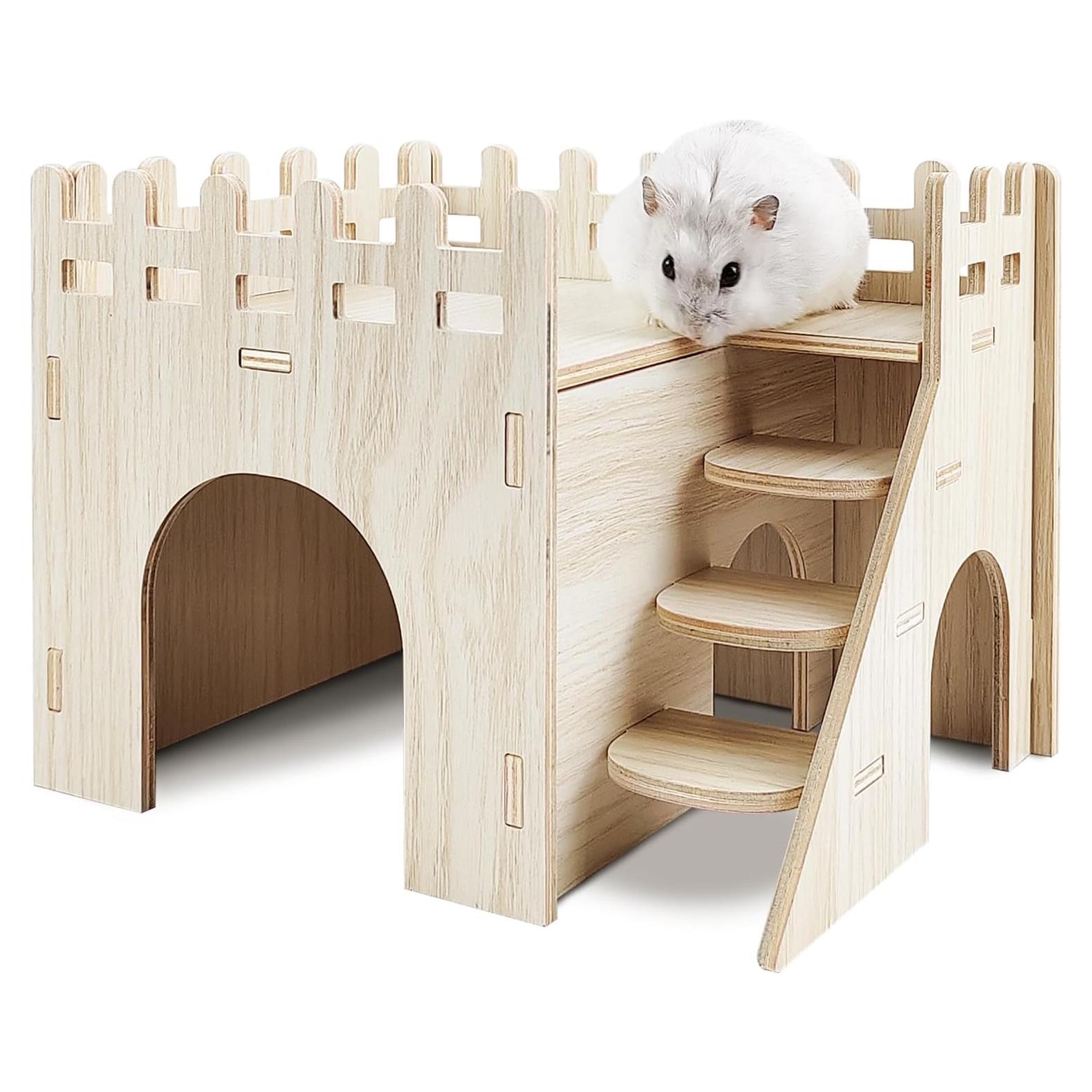 Casa de Hámster de Madera Highland Farms - 2 Pisos con Tobogán