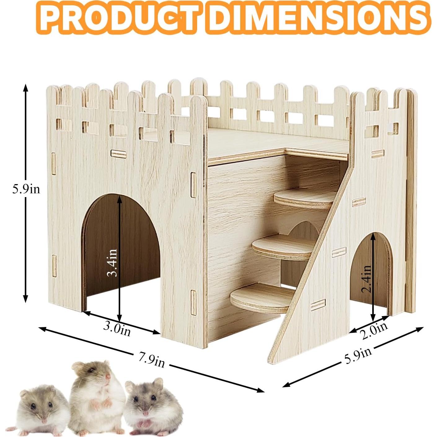 Casa de Hámster de Madera Highland Farms - 2 Pisos con Tobogán