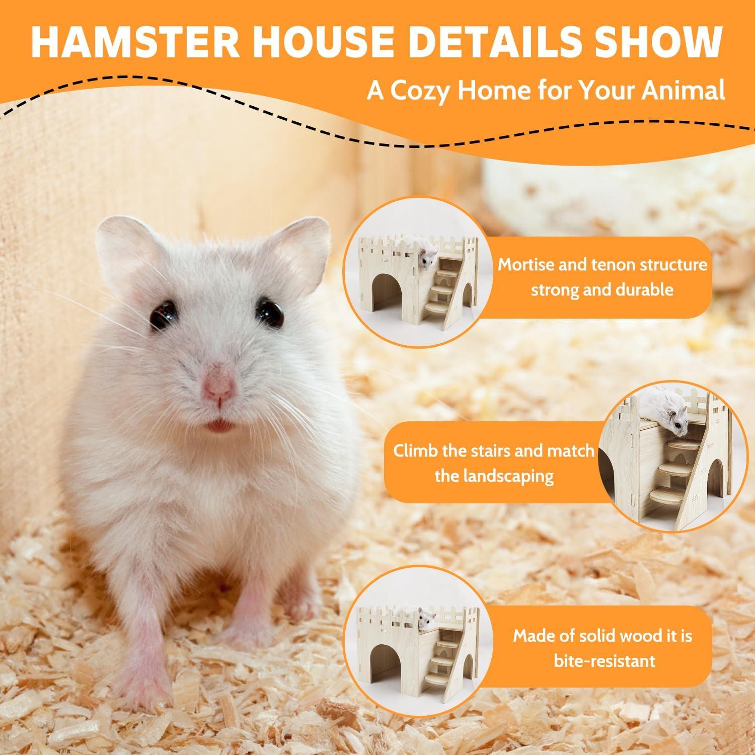 Casa de Hámster de Madera Highland Farms - 2 Pisos con Tobogán