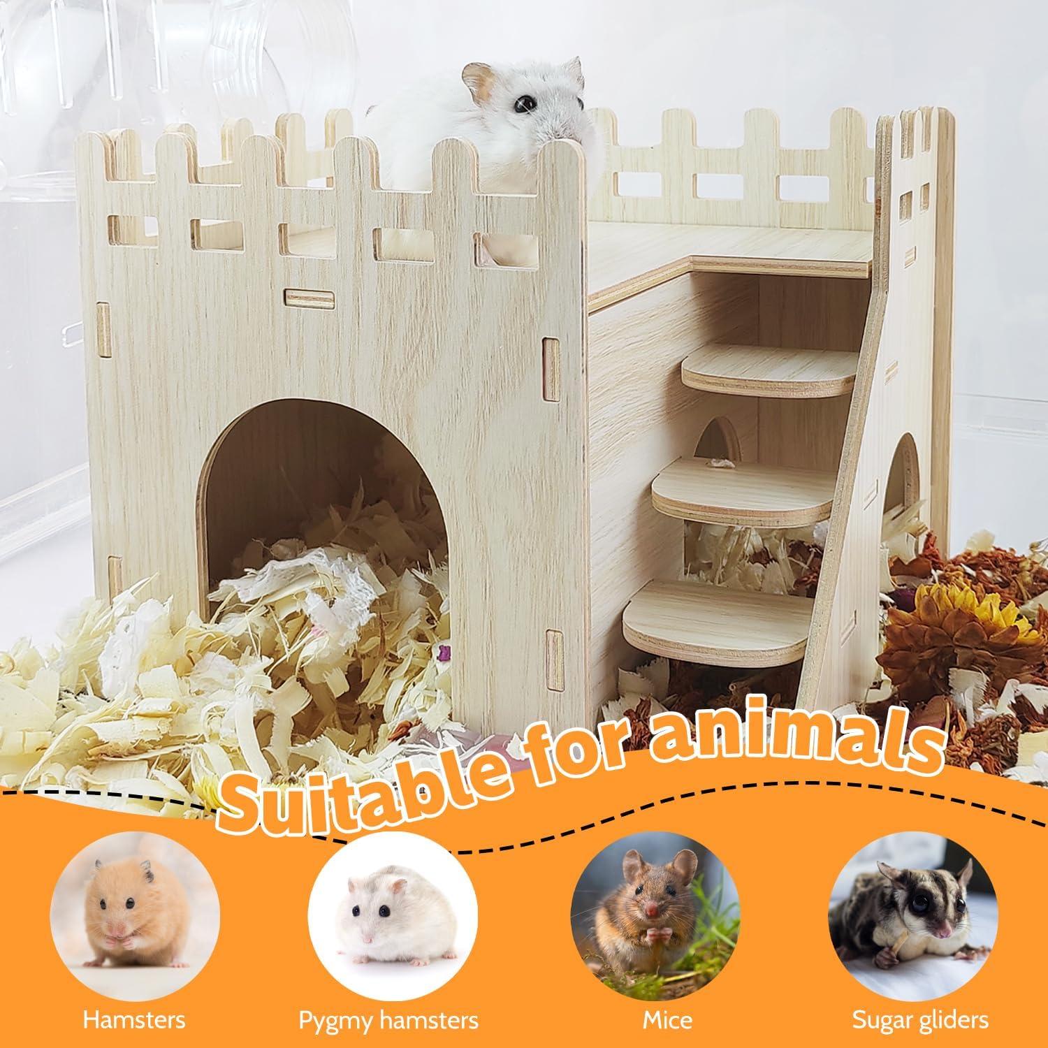 Casa de Hámster de Madera Highland Farms - 2 Pisos con Tobogán