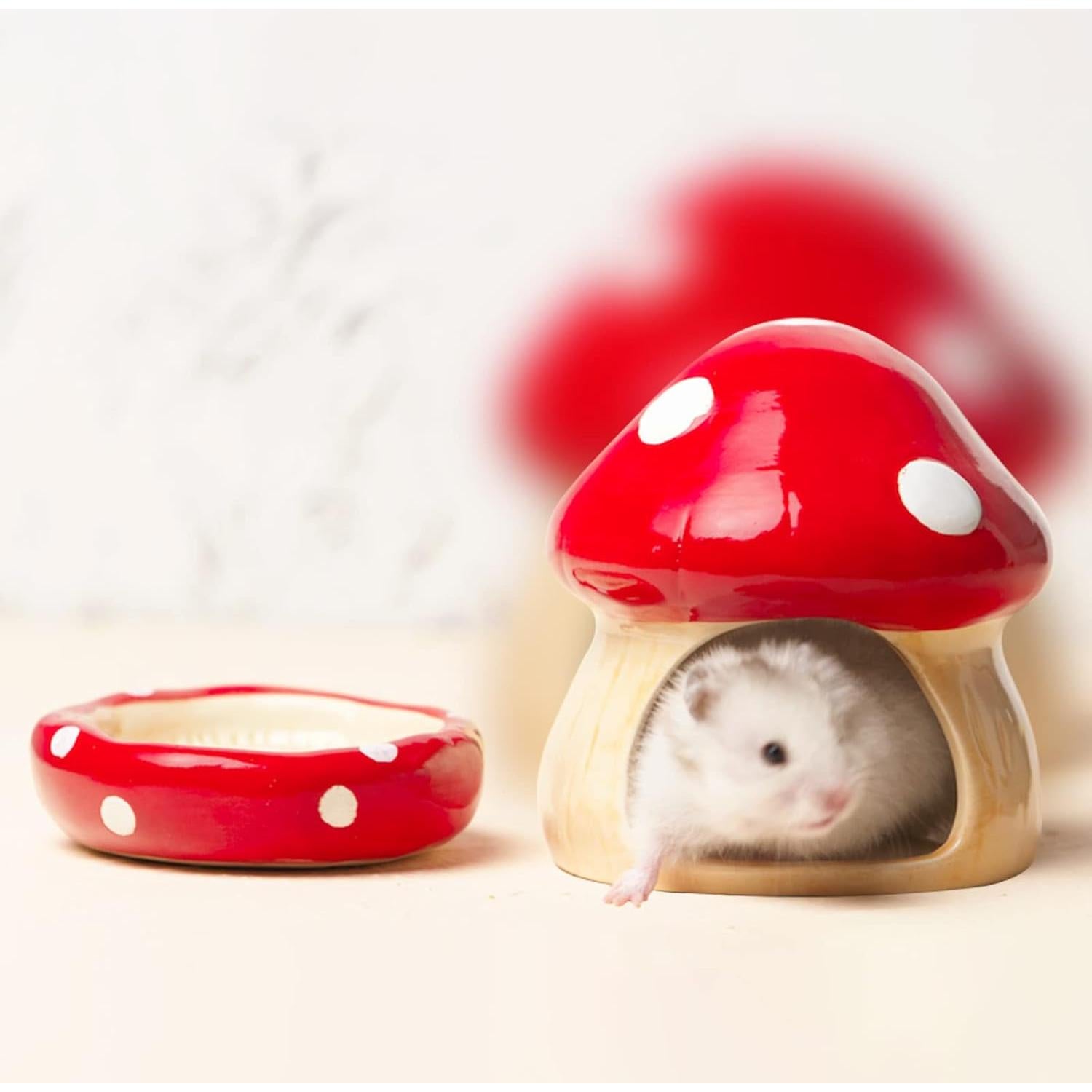 Casa de Cerámica en Forma de Hongo para Hámster y Cobayas