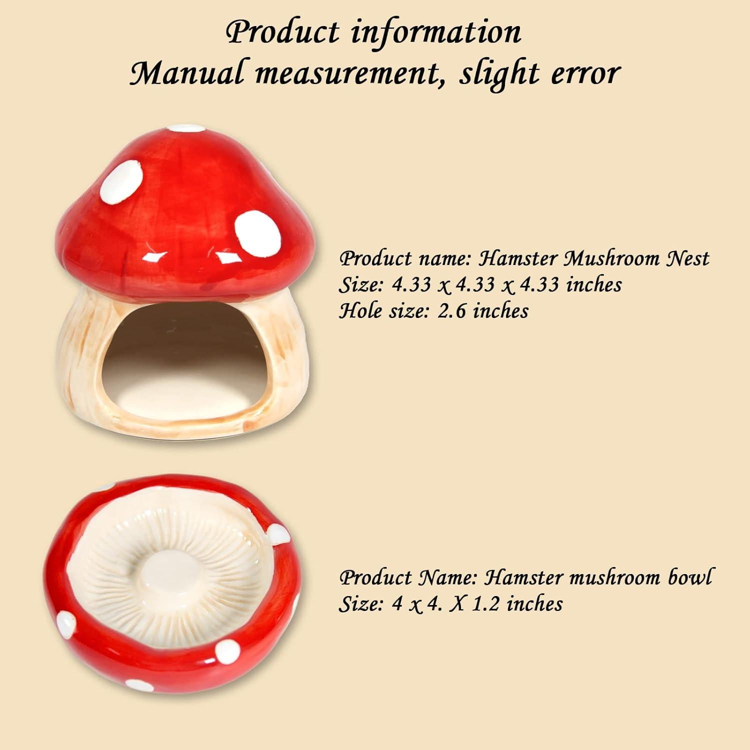 Casa de Cerámica en Forma de Hongo para Hámster y Cobayas