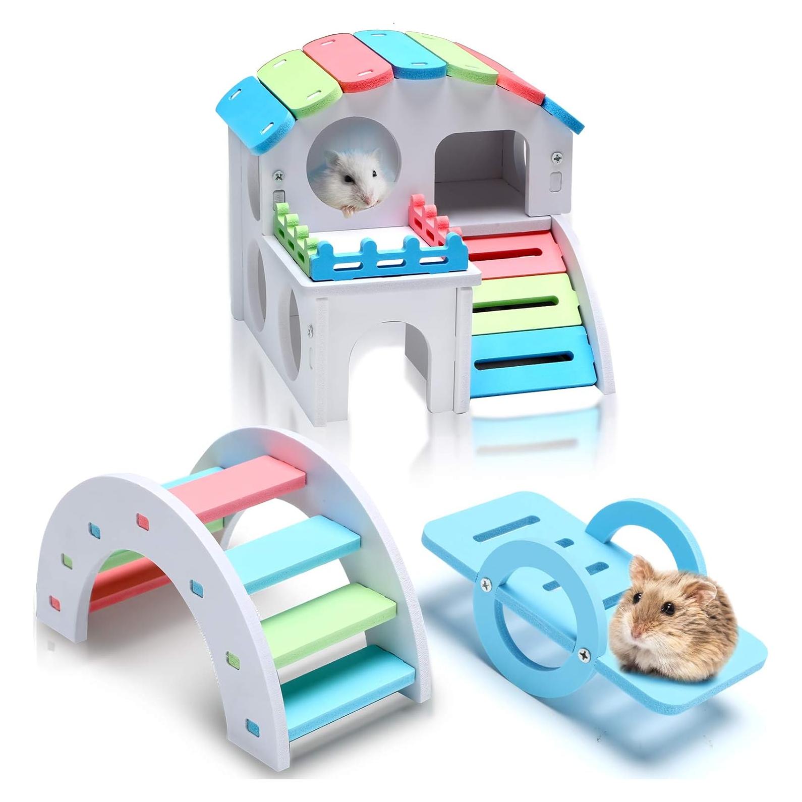Conjunto de Juguetes para Hámster Skylety - Casa, Puente y Balancín