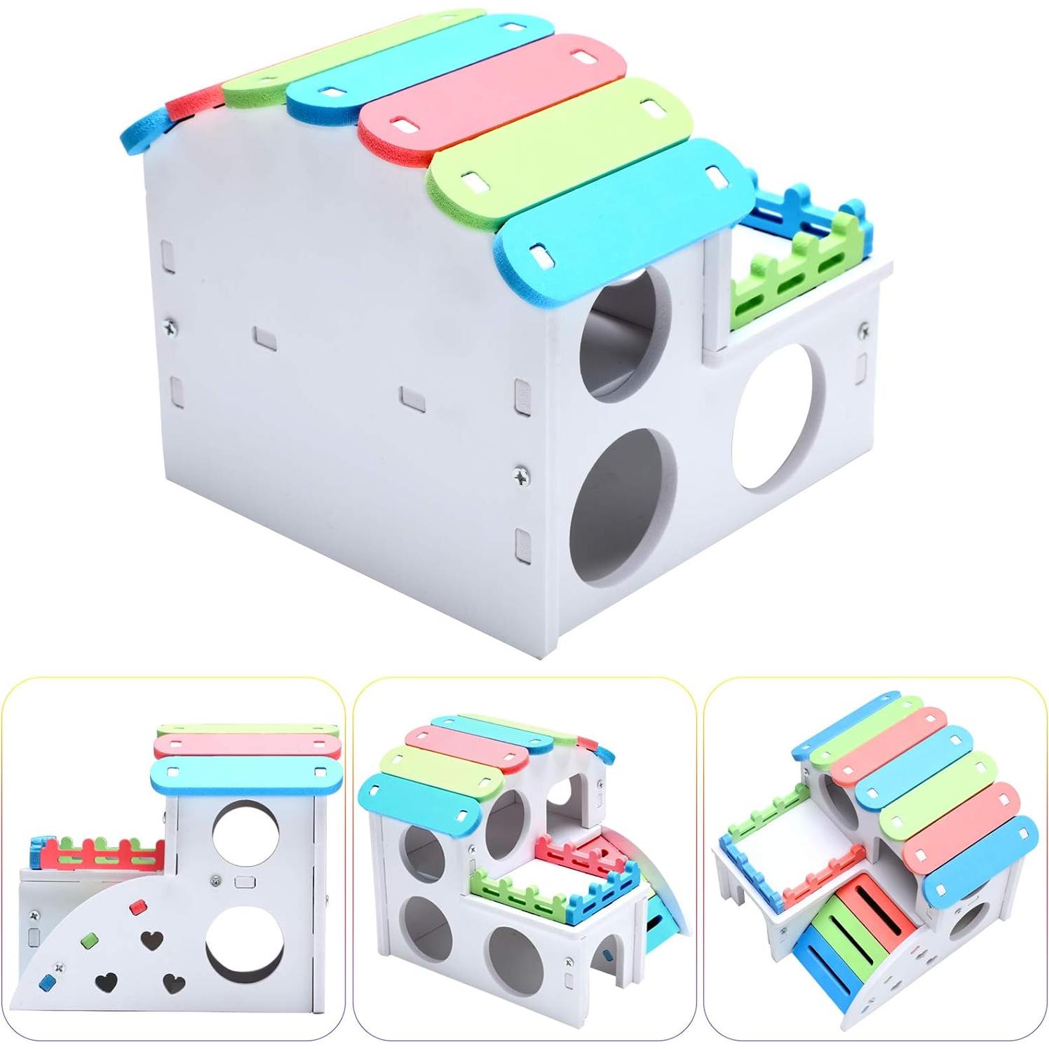 Conjunto de Juguetes para Hámster Skylety - Casa, Puente y Balancín