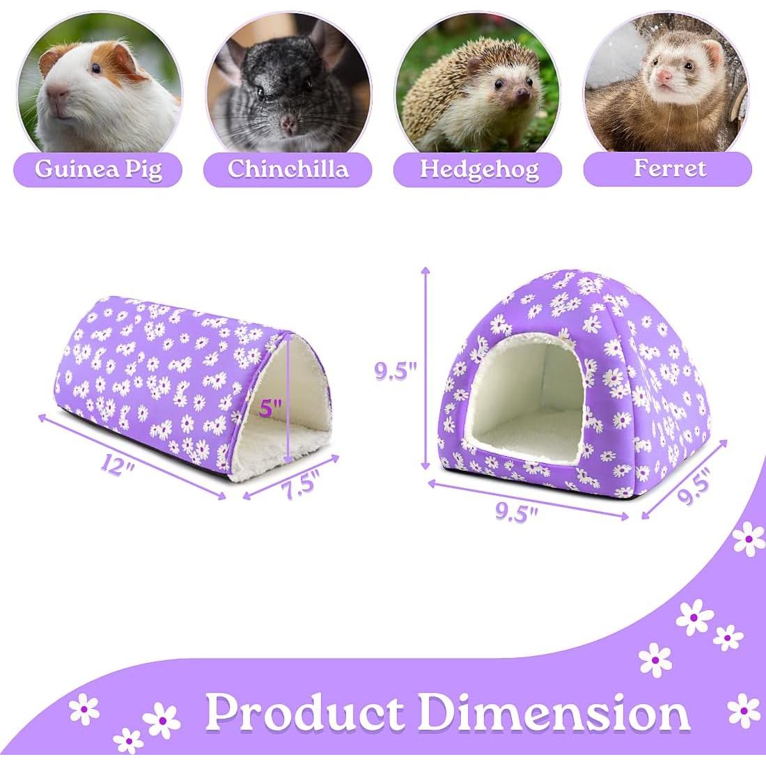 Casa y Túnel para Cobayas HeNdShe - Paquete de 2 Camas Lavables