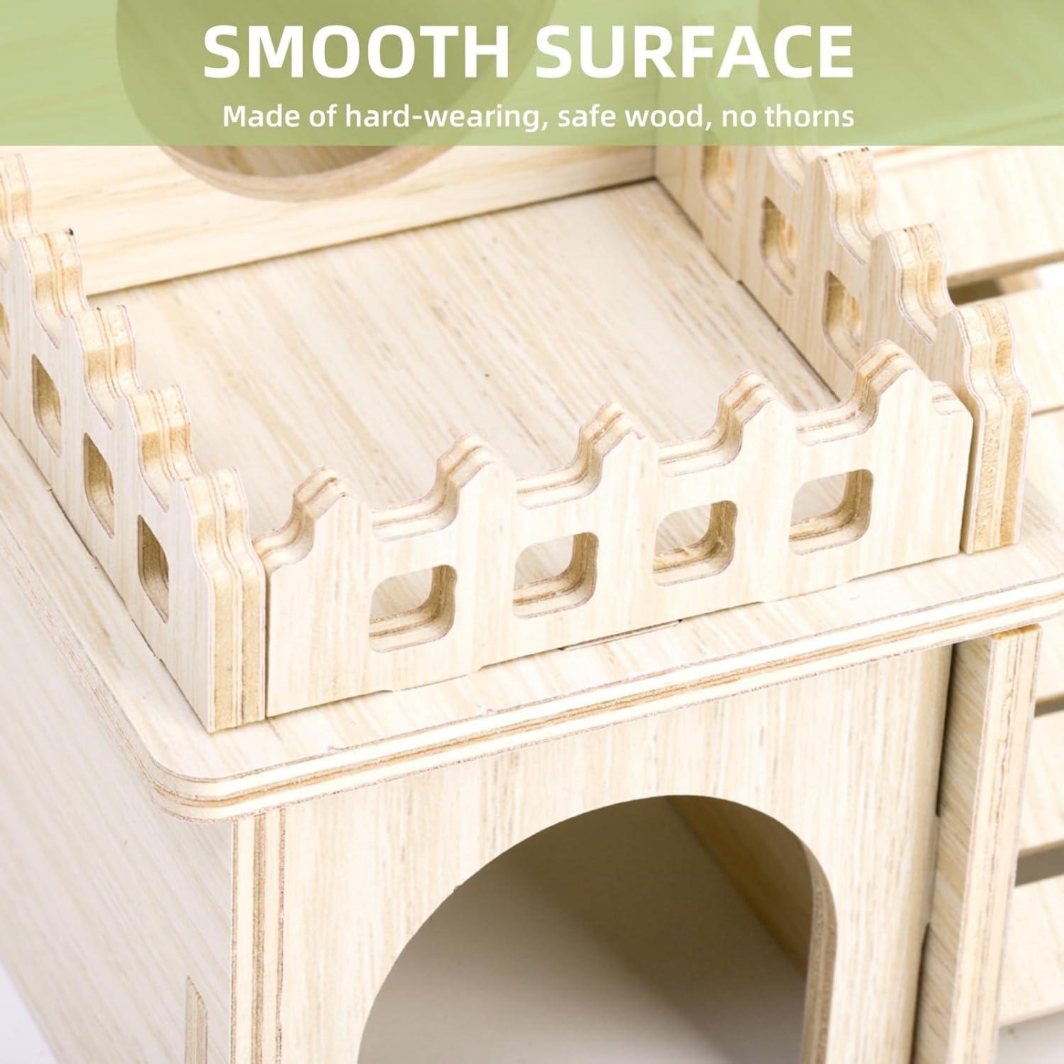 Casa de Hámster WRINGKIT de Madera con Laberinto y Tobogán