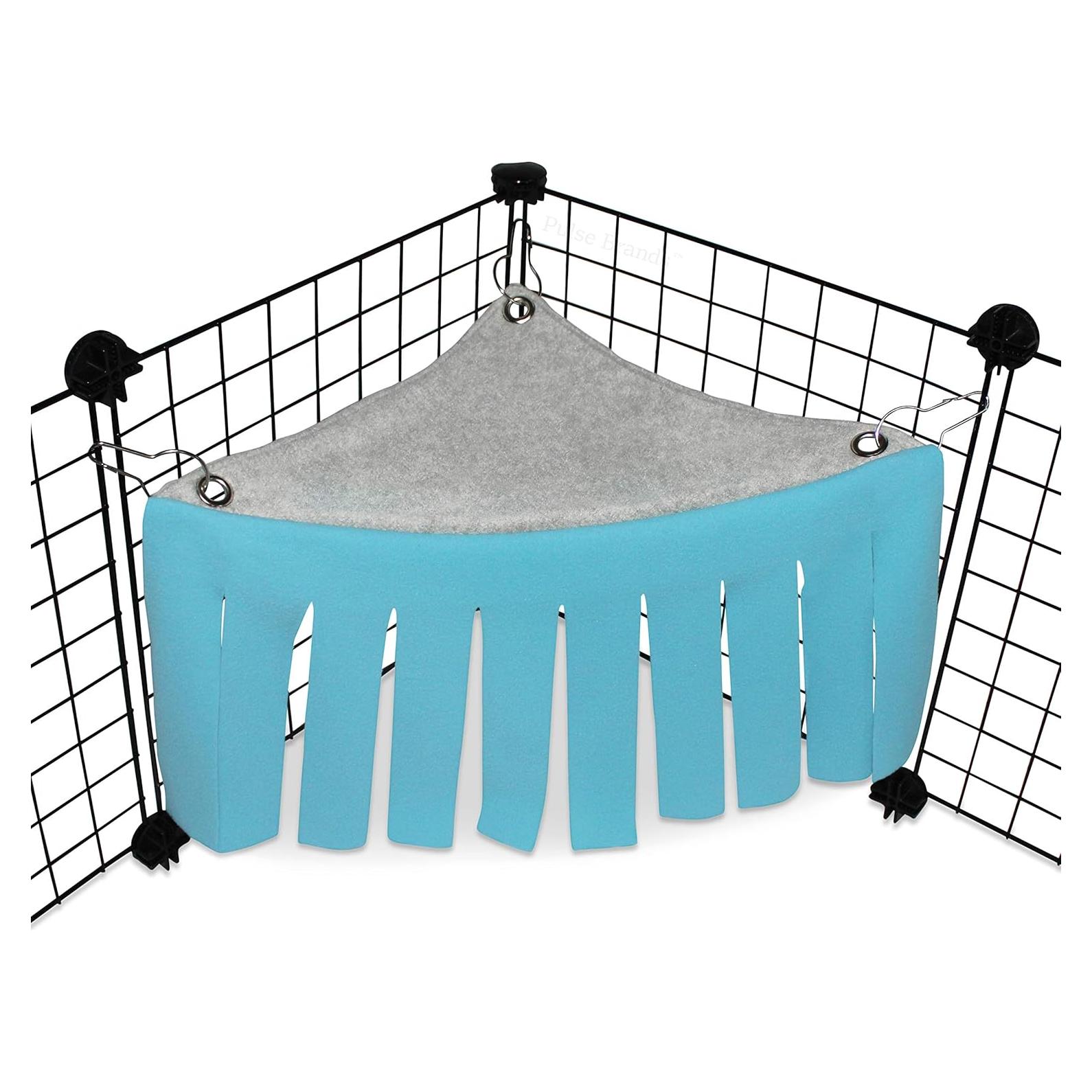 Escondite Esquinero para Cobayas y Mascotas Pequeñas - Azul/Gris