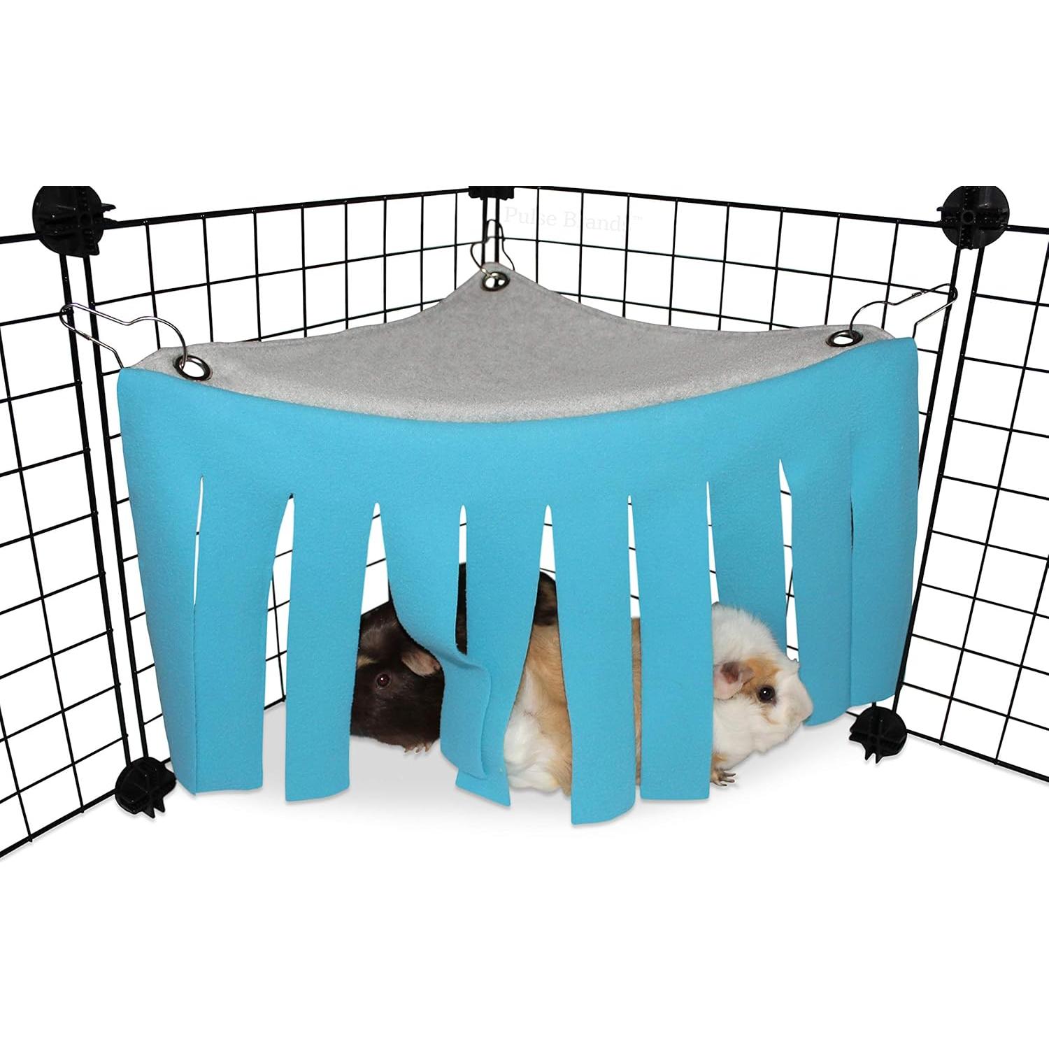 Escondite Esquinero para Cobayas y Mascotas Pequeñas - Azul/Gris