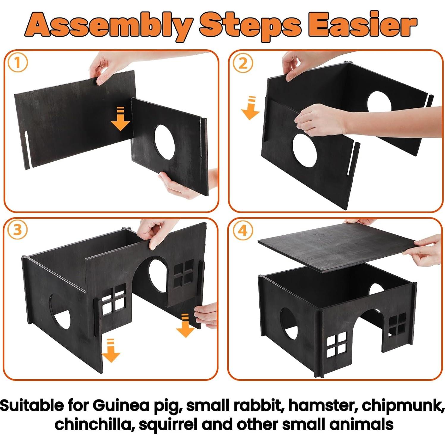 Casa de Hámster de Madera Acshio con Ventanas y Forro Absorbente