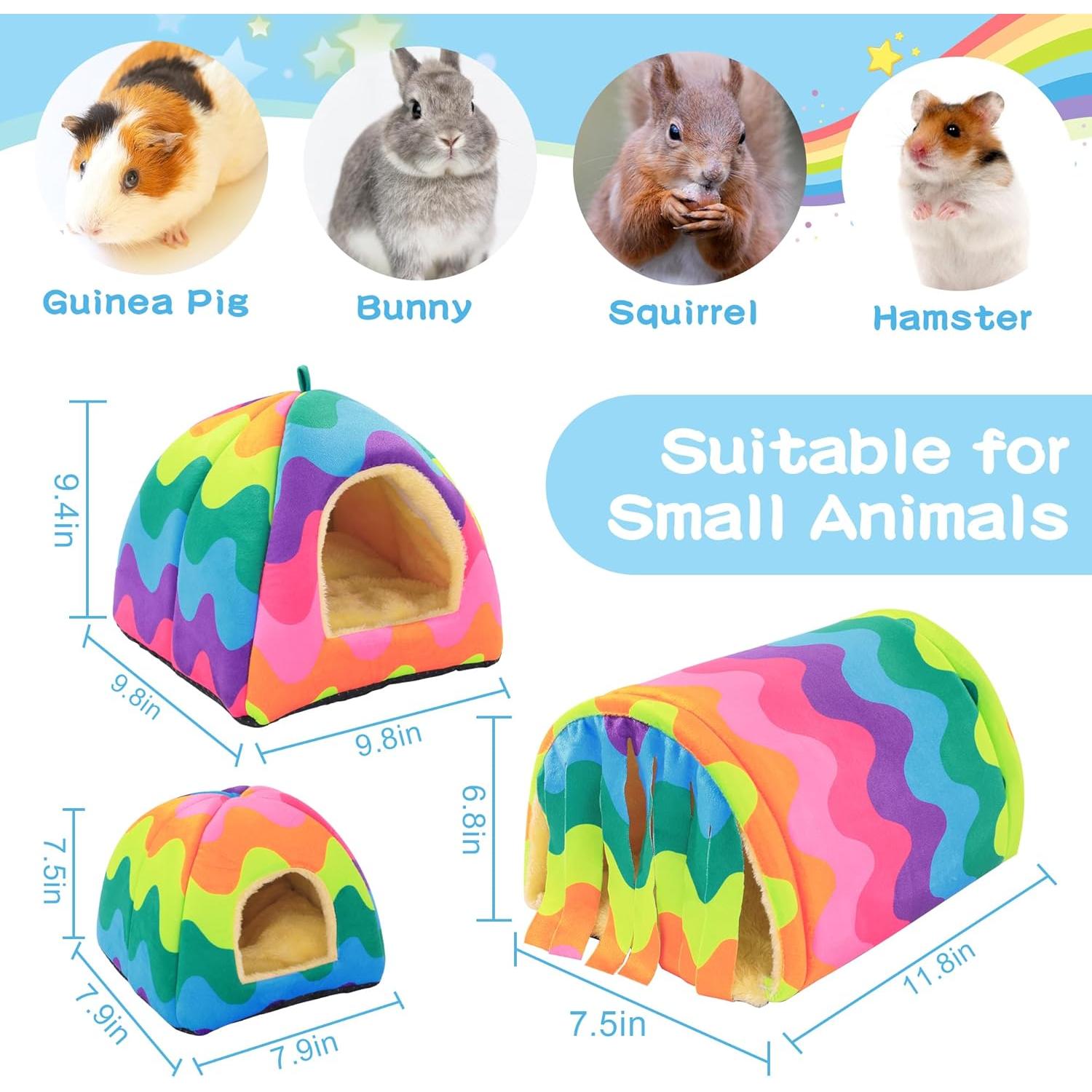 Accesorios para Cobayas MABOZOO - 2 Casas y Túnel Colorido