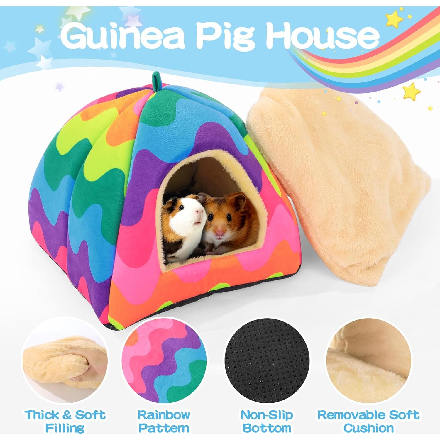 Accesorios para Cobayas MABOZOO - 2 Casas y Túnel Colorido