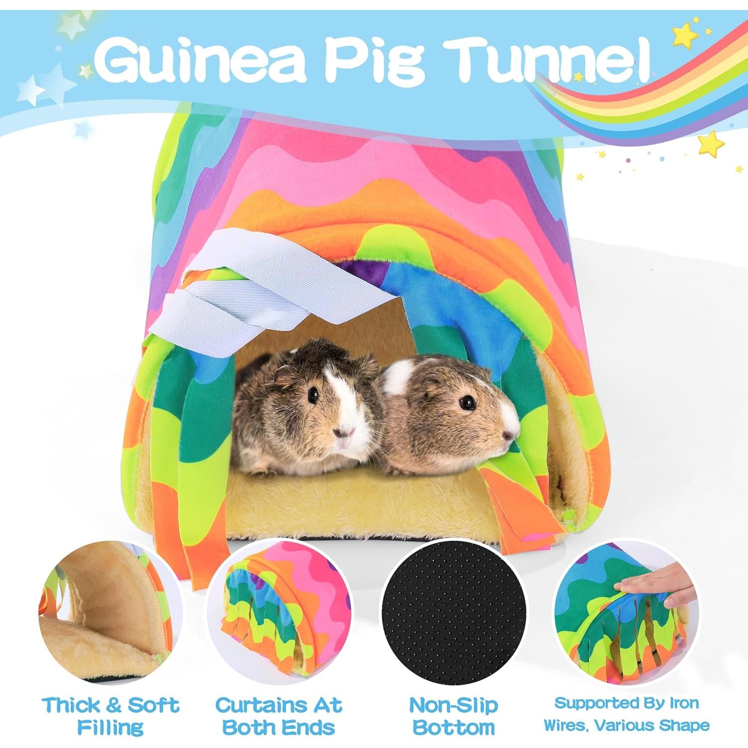 Accesorios para Cobayas MABOZOO - 2 Casas y Túnel Colorido