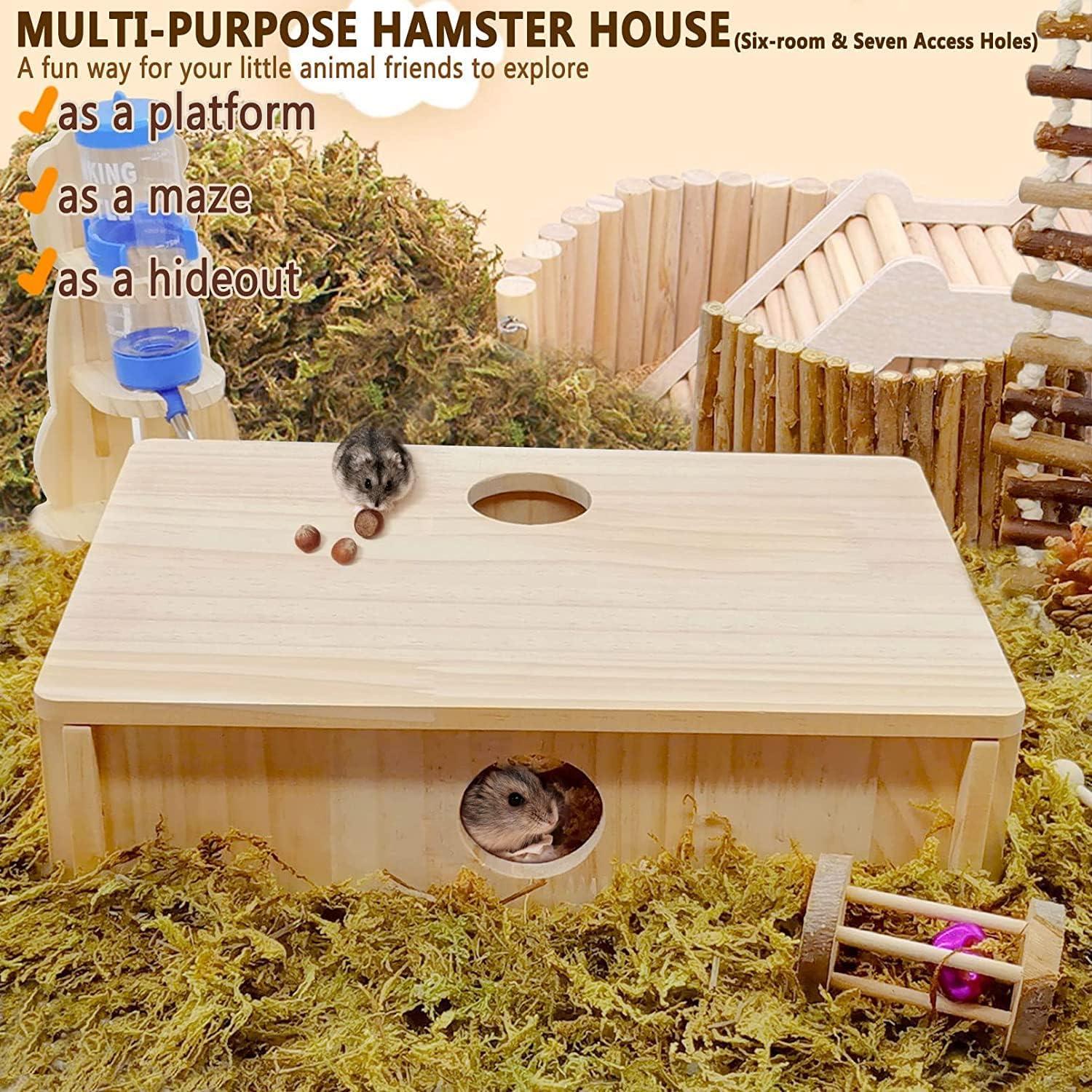 Casa de Hámster MUYG con Laberinto de Madera 32x22.5 cm